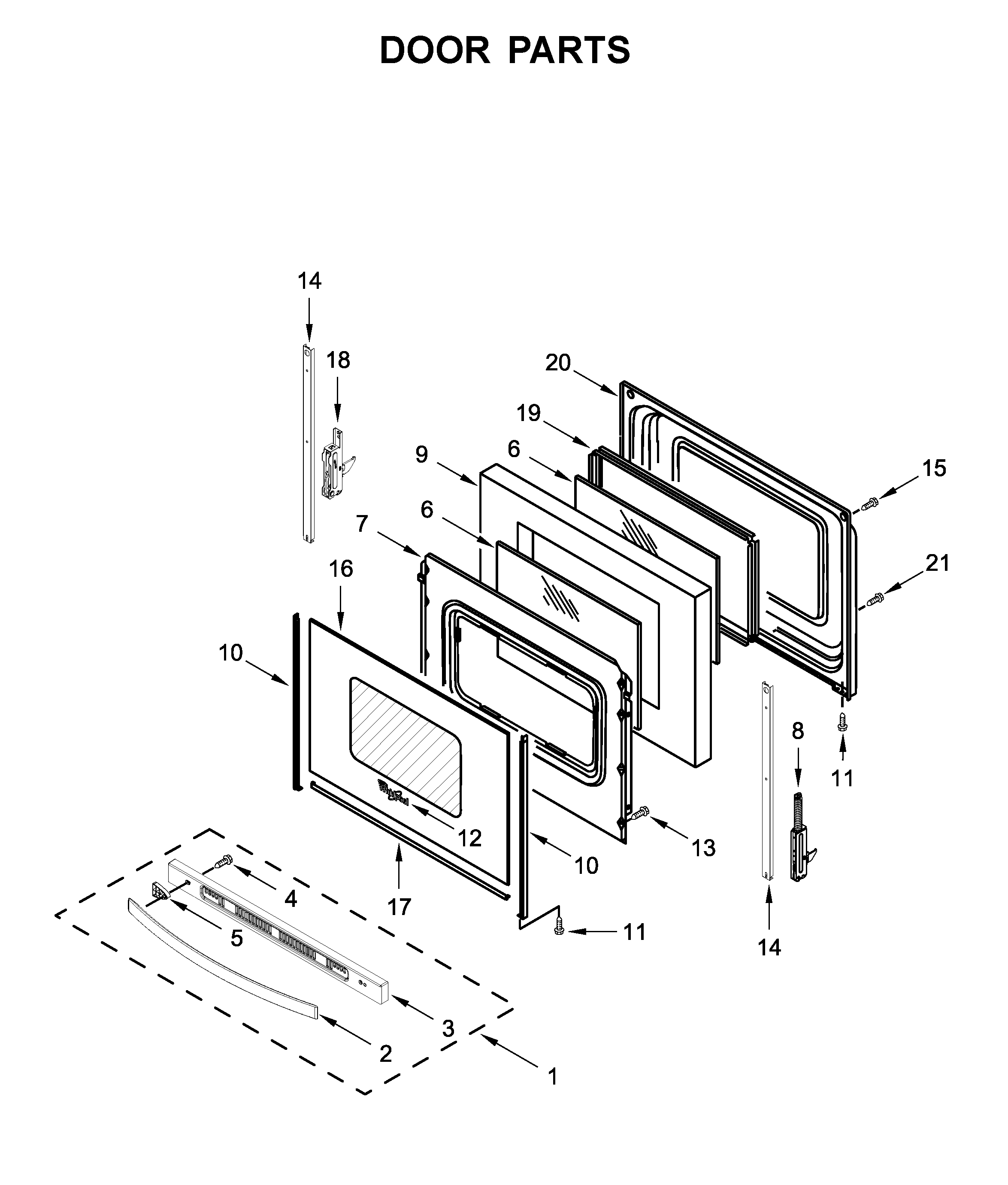 Whirlpool WFE525S0JW0 door parts diagram
