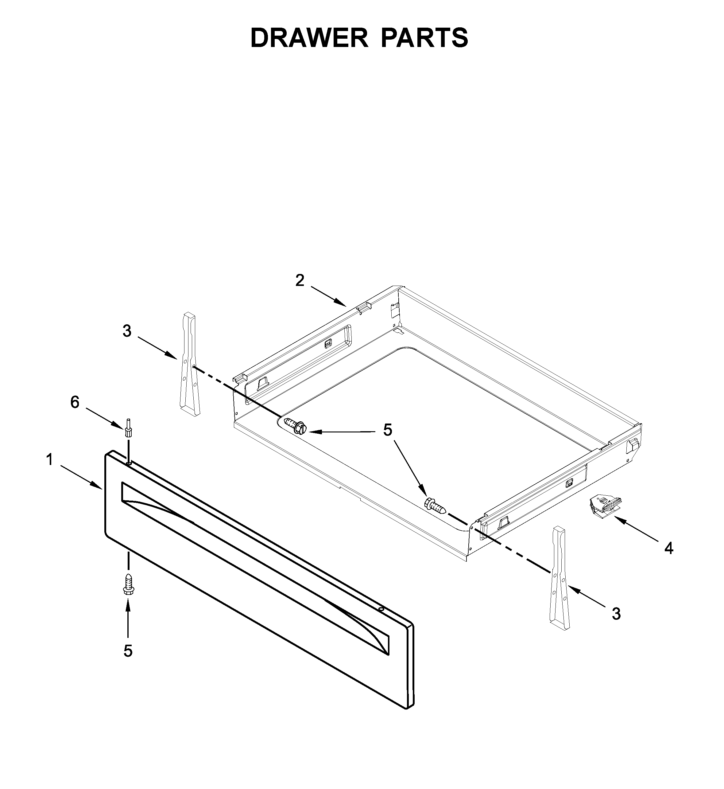 Whirlpool WFE525S0JW0 drawer parts diagram