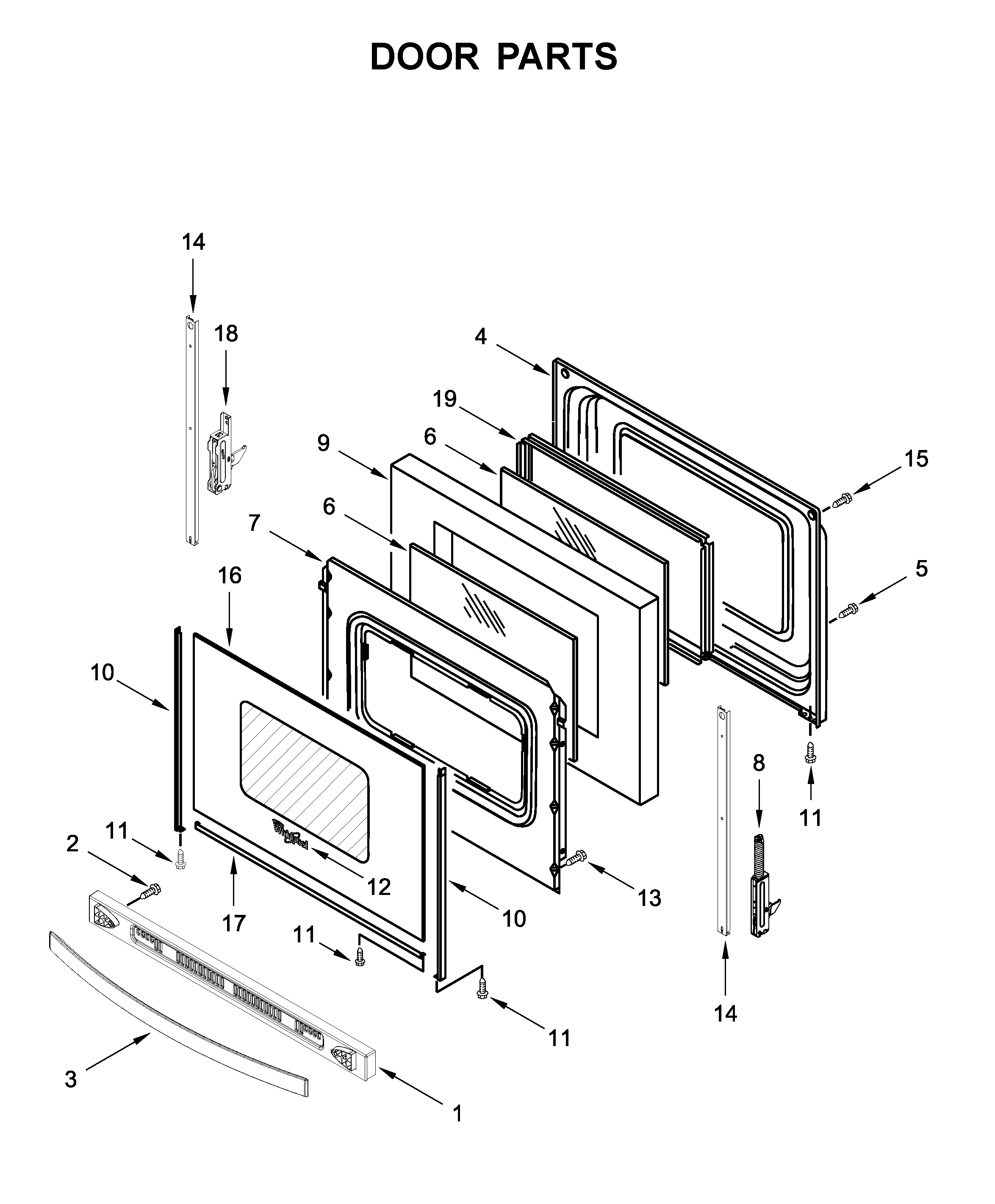 Whirlpool WFE525S0JV0 door parts diagram