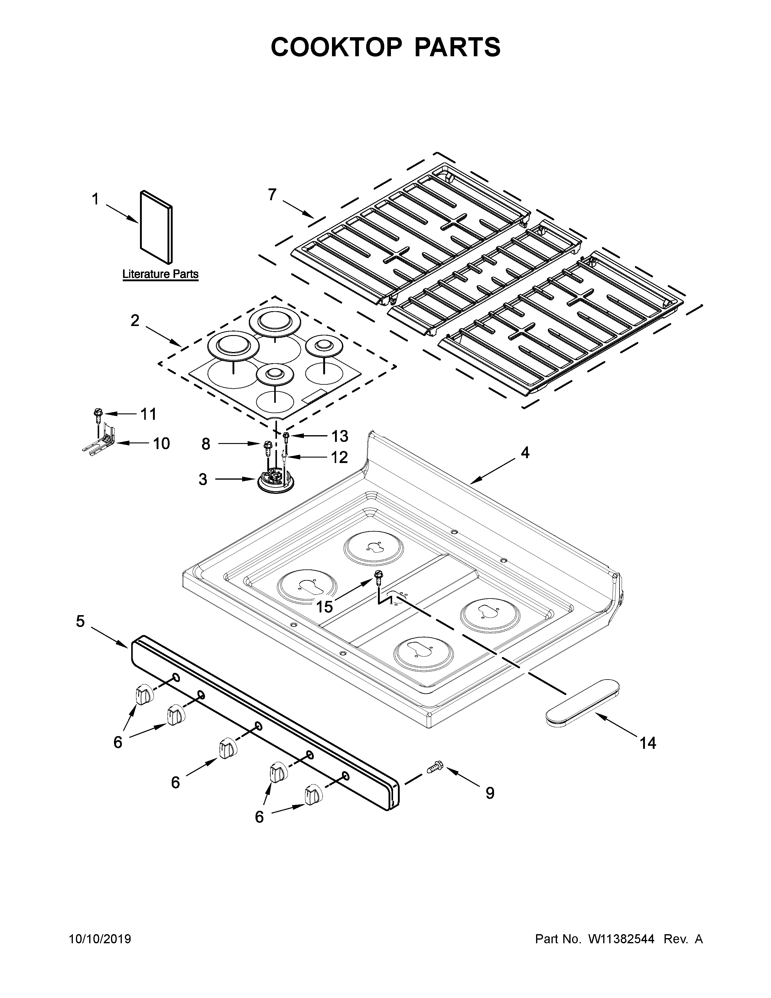 Whirlpool WFG525S0JW0 cooktop parts diagram