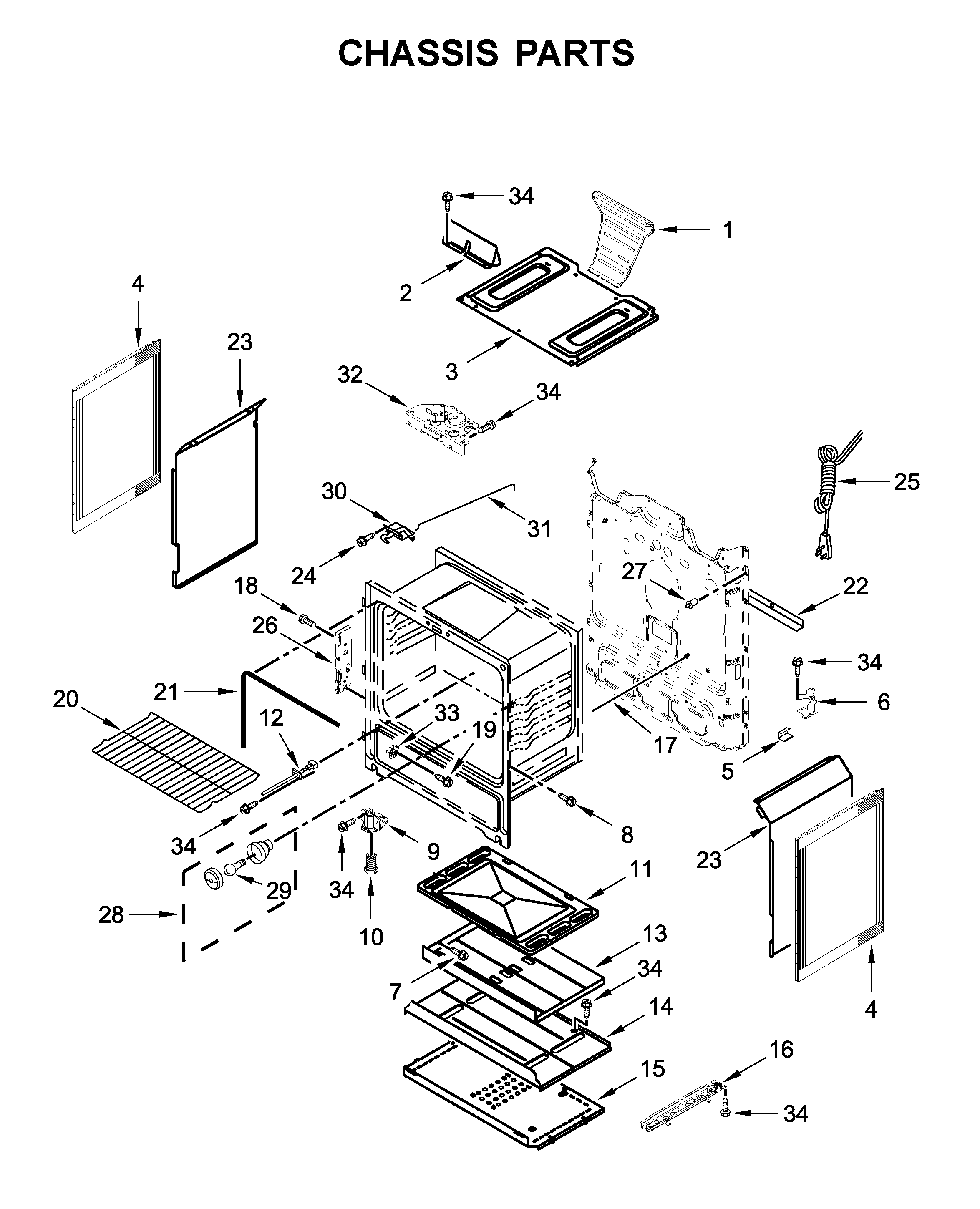 Whirlpool WFG525S0JW0 chassis parts diagram