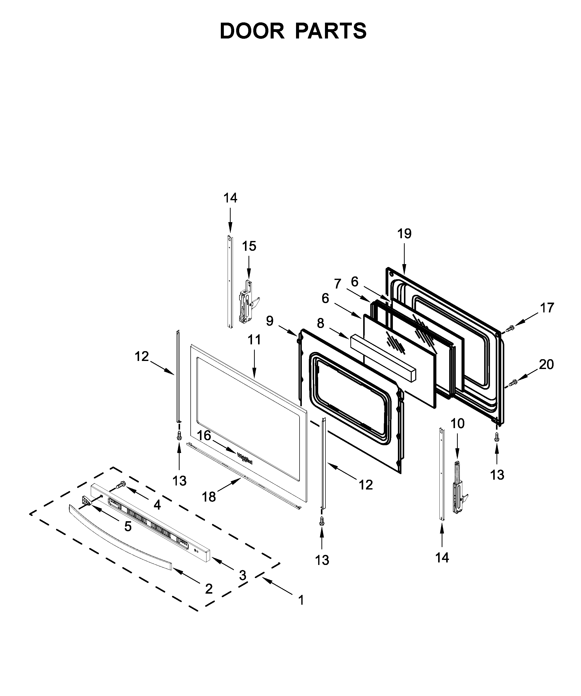 Whirlpool WFG525S0JW0 door parts diagram