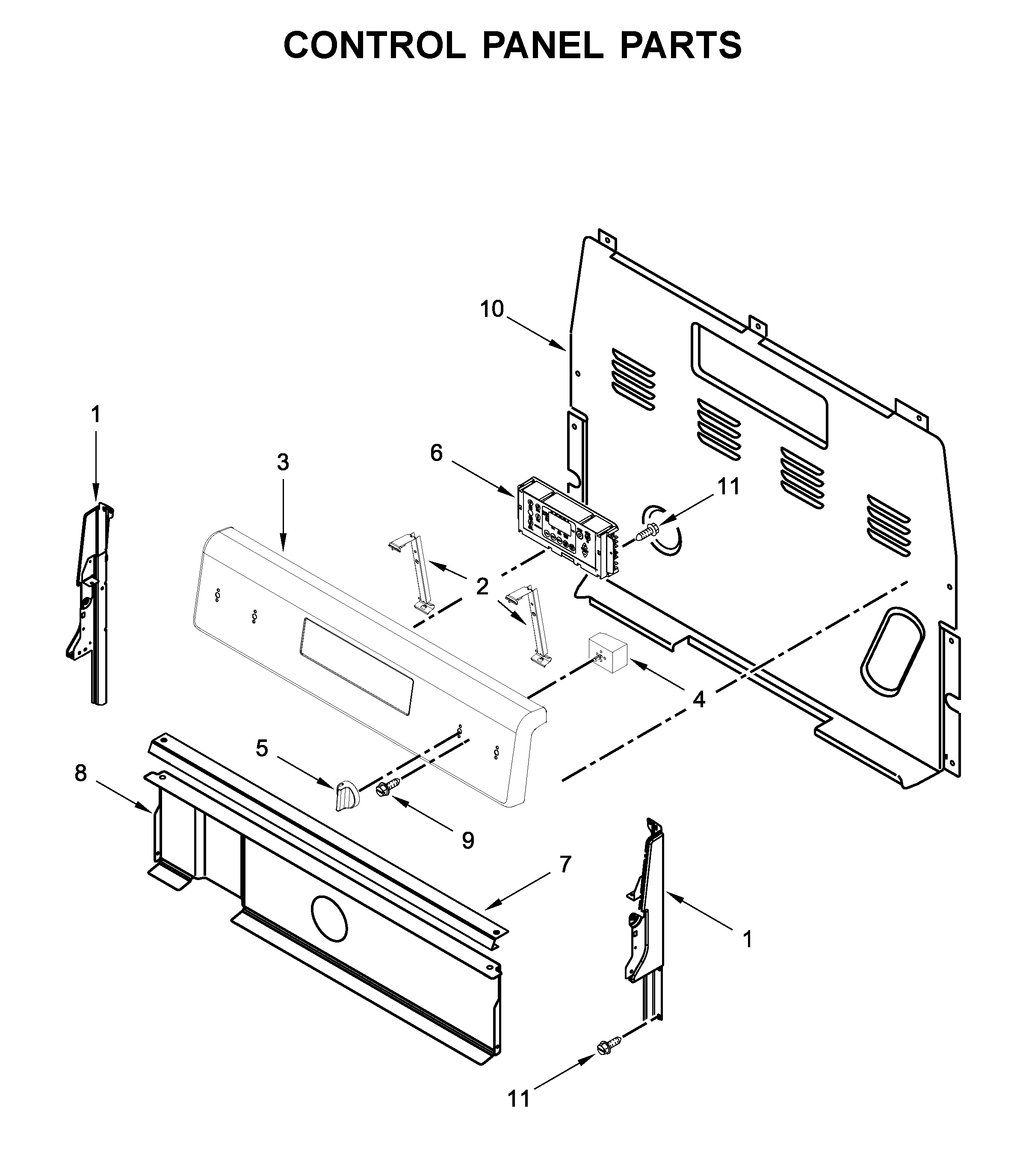 Whirlpool WFE515S0JW0 control panel parts diagram