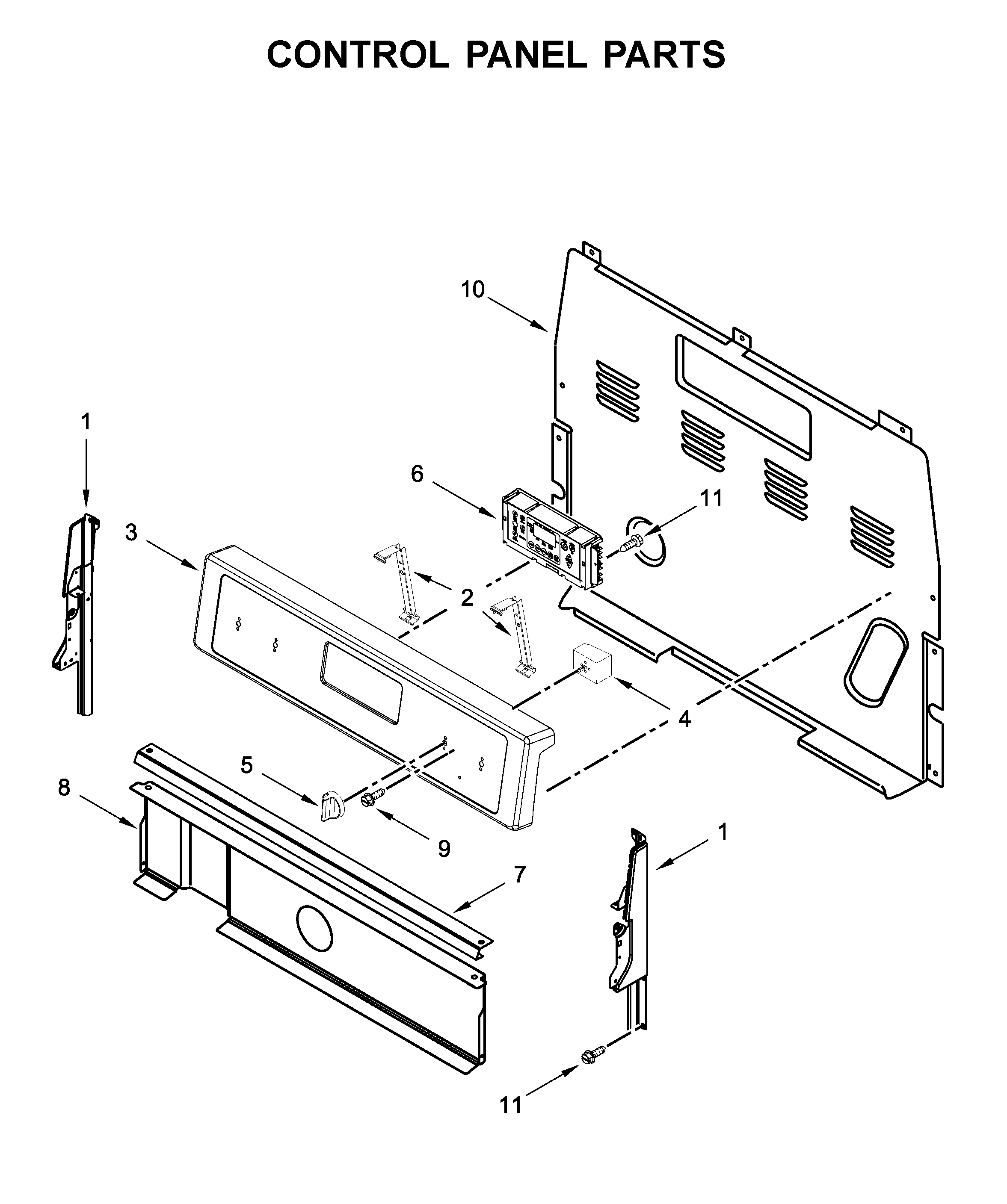 Whirlpool WFE525S0JT0 control panel parts diagram