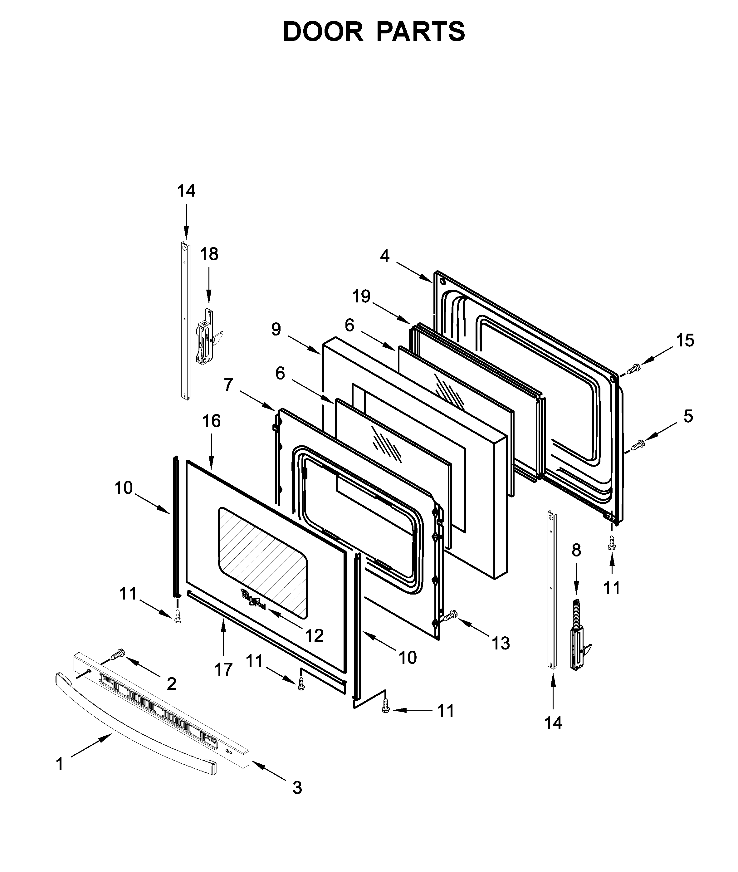 Whirlpool WFE525S0JT0 door parts diagram