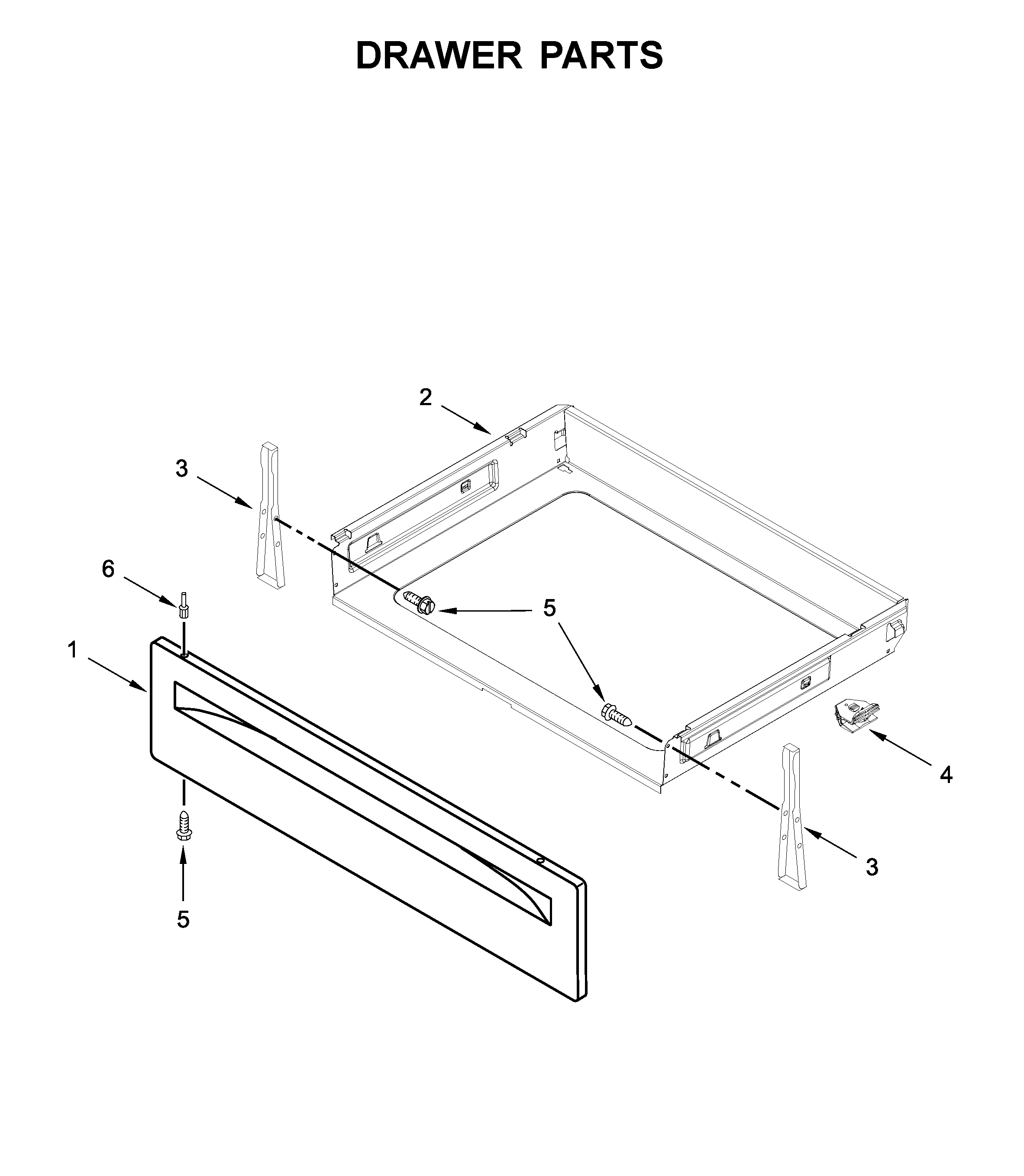 Whirlpool WFE525S0JT0 drawer parts diagram