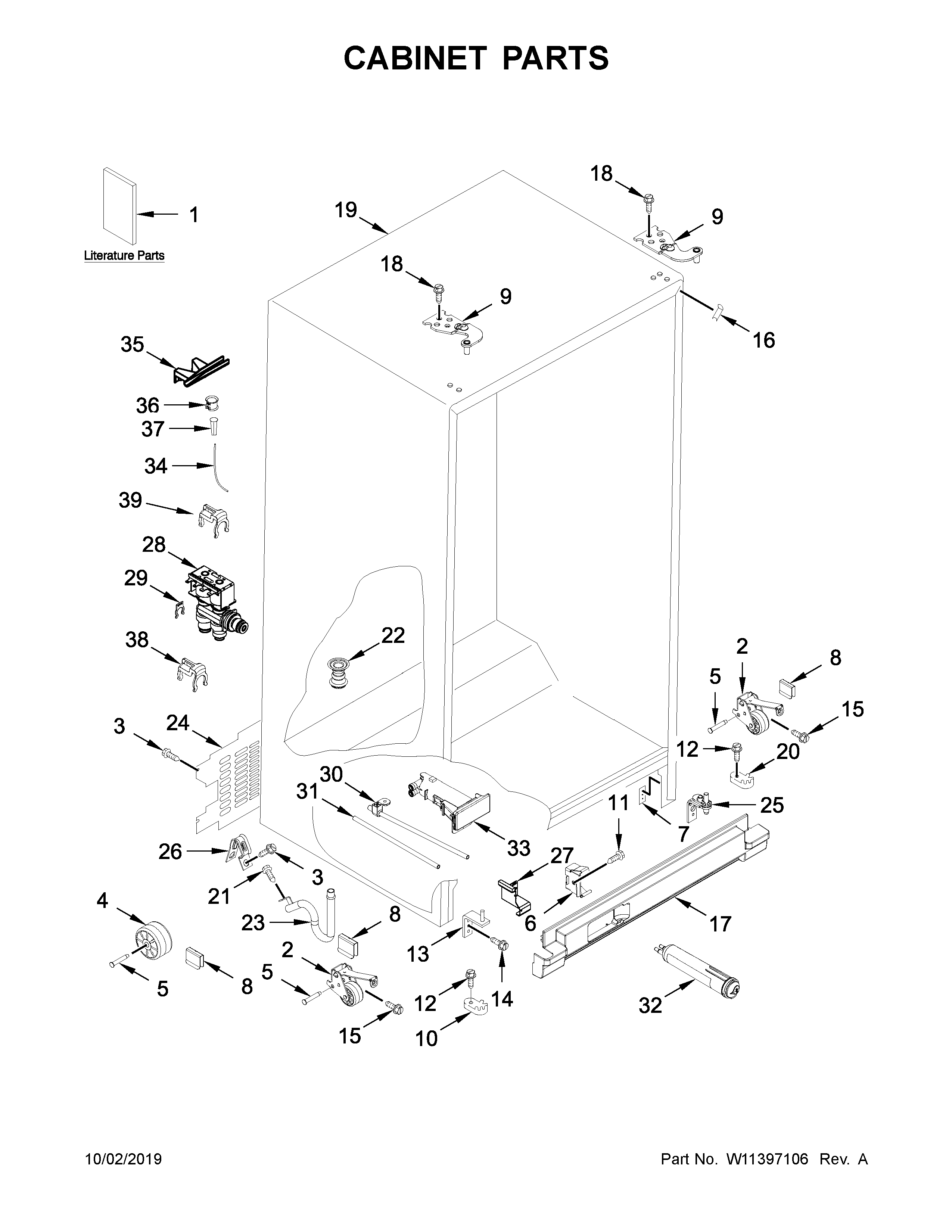 Whirlpool WRS315SDHZ03 cabinet parts diagram