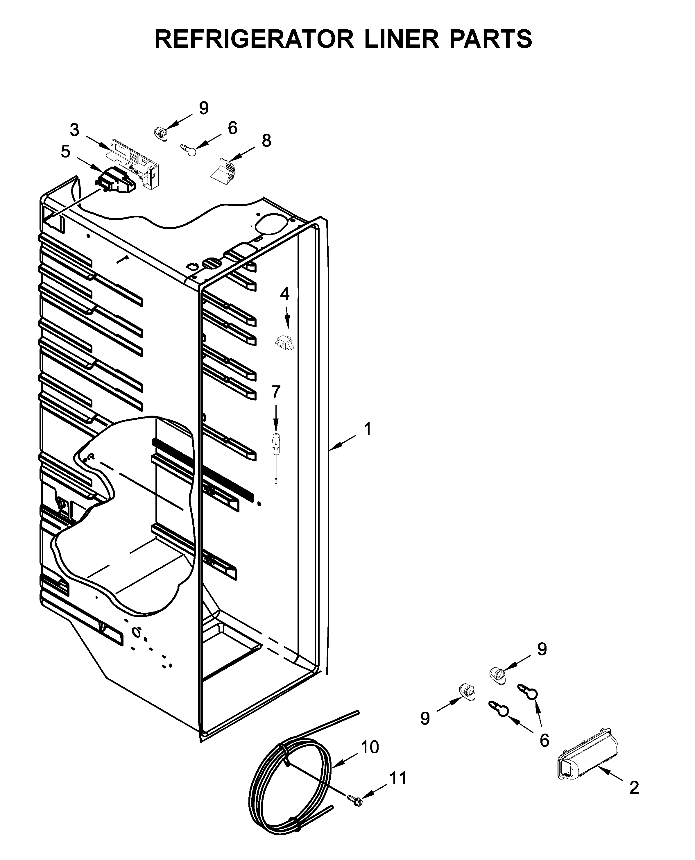 Whirlpool WRS315SDHZ03 refrigerator liner parts diagram