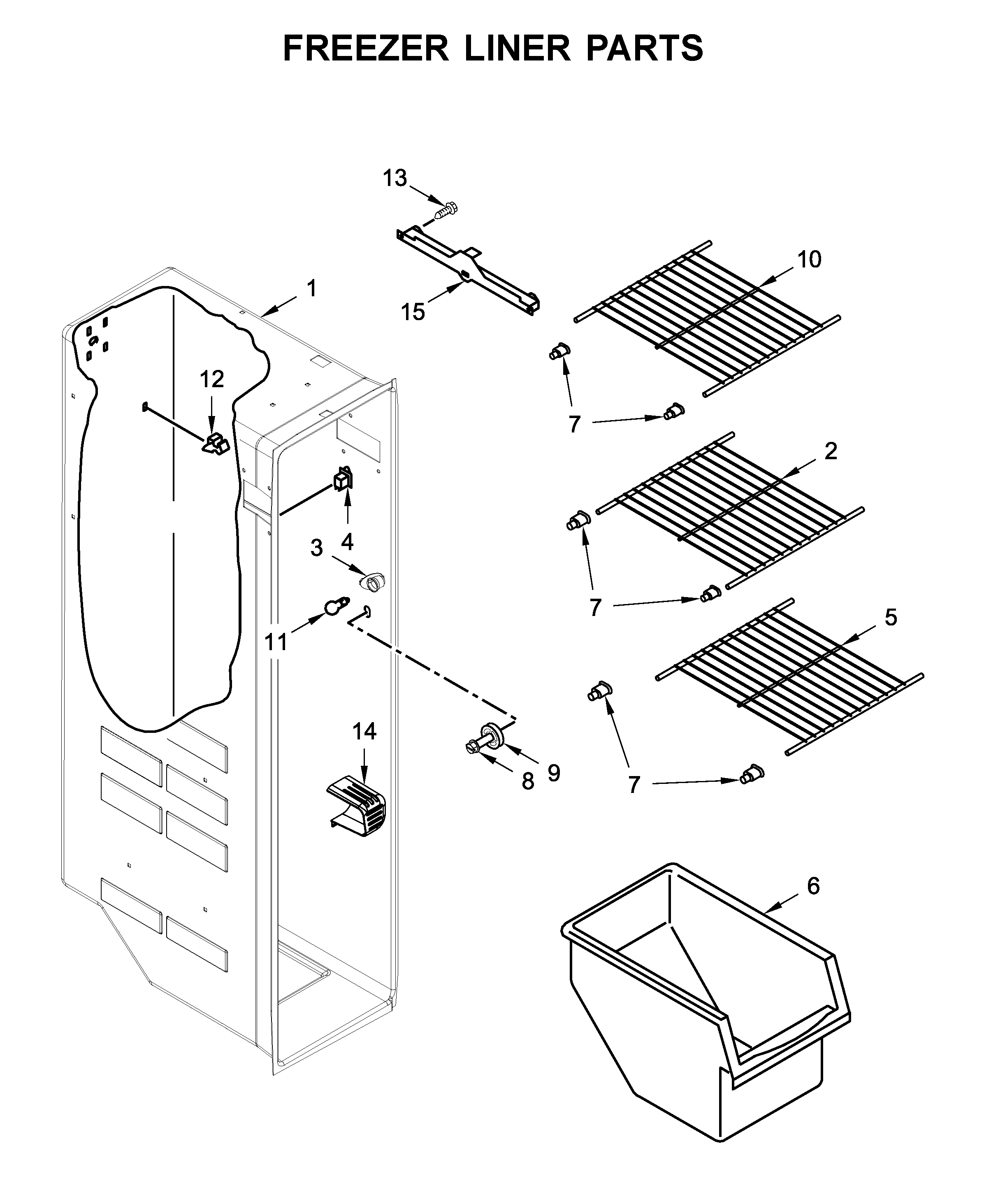 Whirlpool WRS315SDHZ03 freezer liner parts diagram