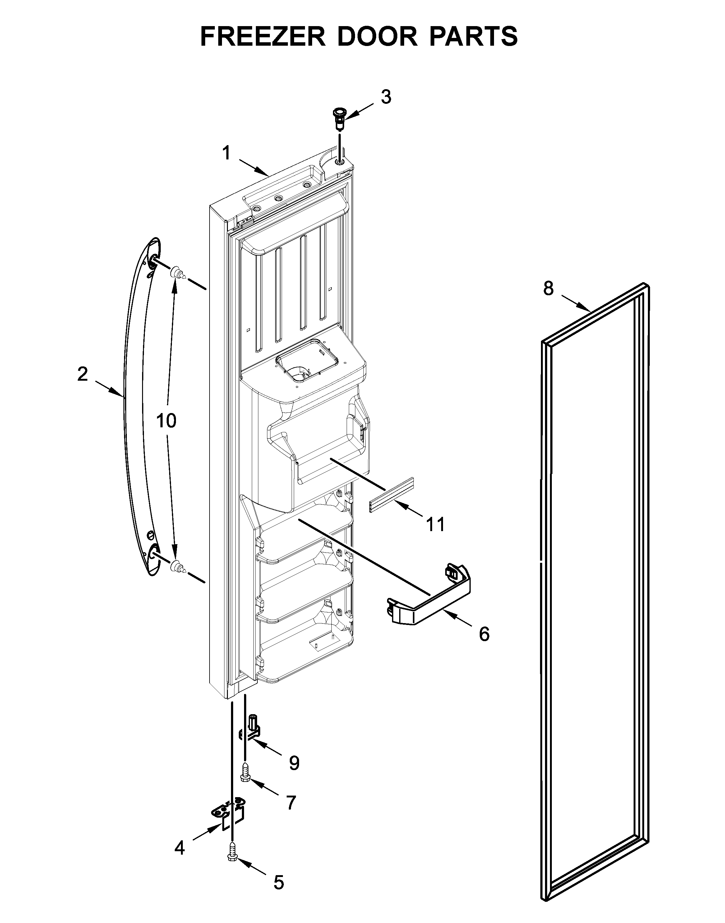 Whirlpool WRS315SDHZ03 freezer door parts diagram