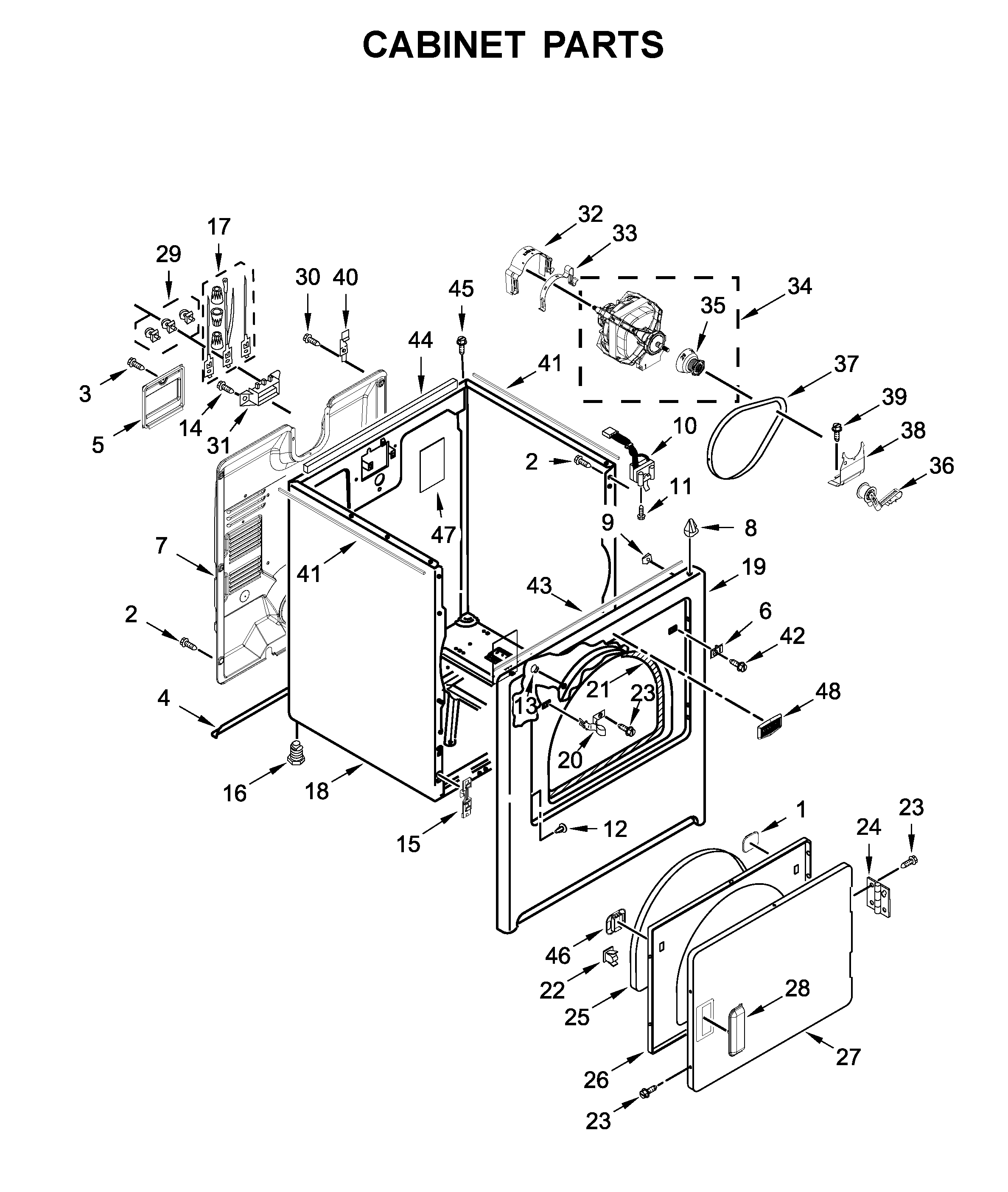 Maytag 4KMEDC430JW0 cabinet parts diagram