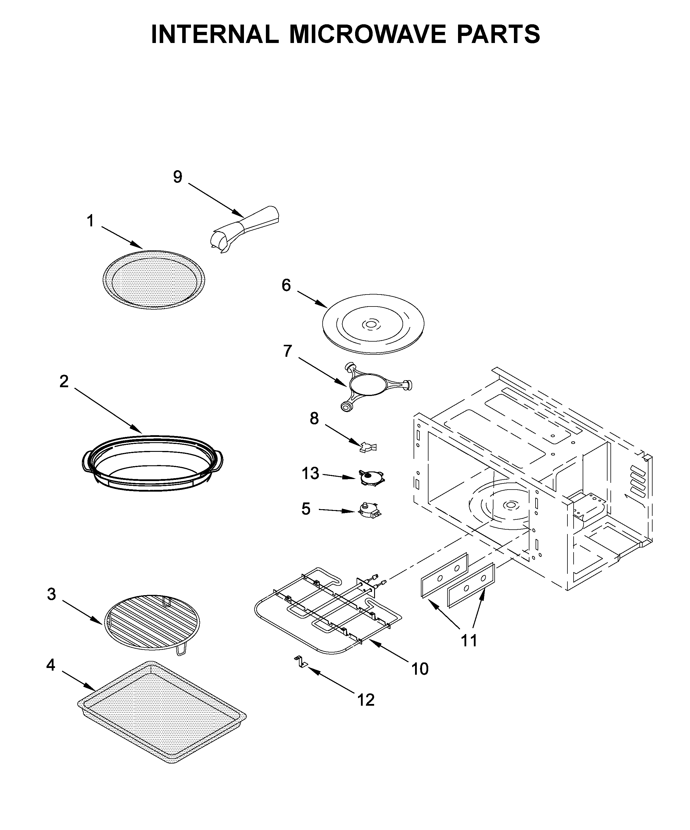 KitchenAid KMBP100ESS01 internal microwave parts diagram
