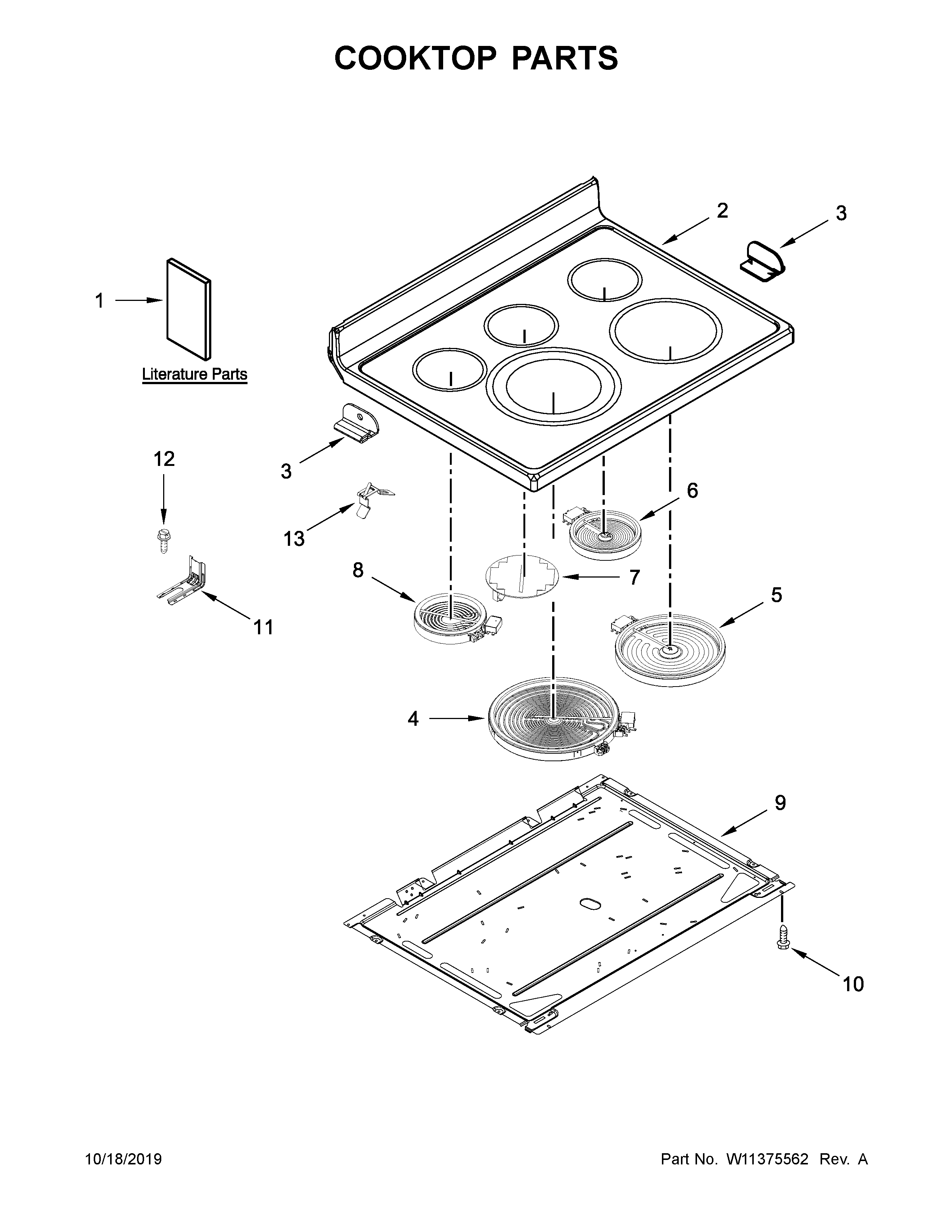 KitchenAid YKFEG500EWH3 cooktop parts diagram