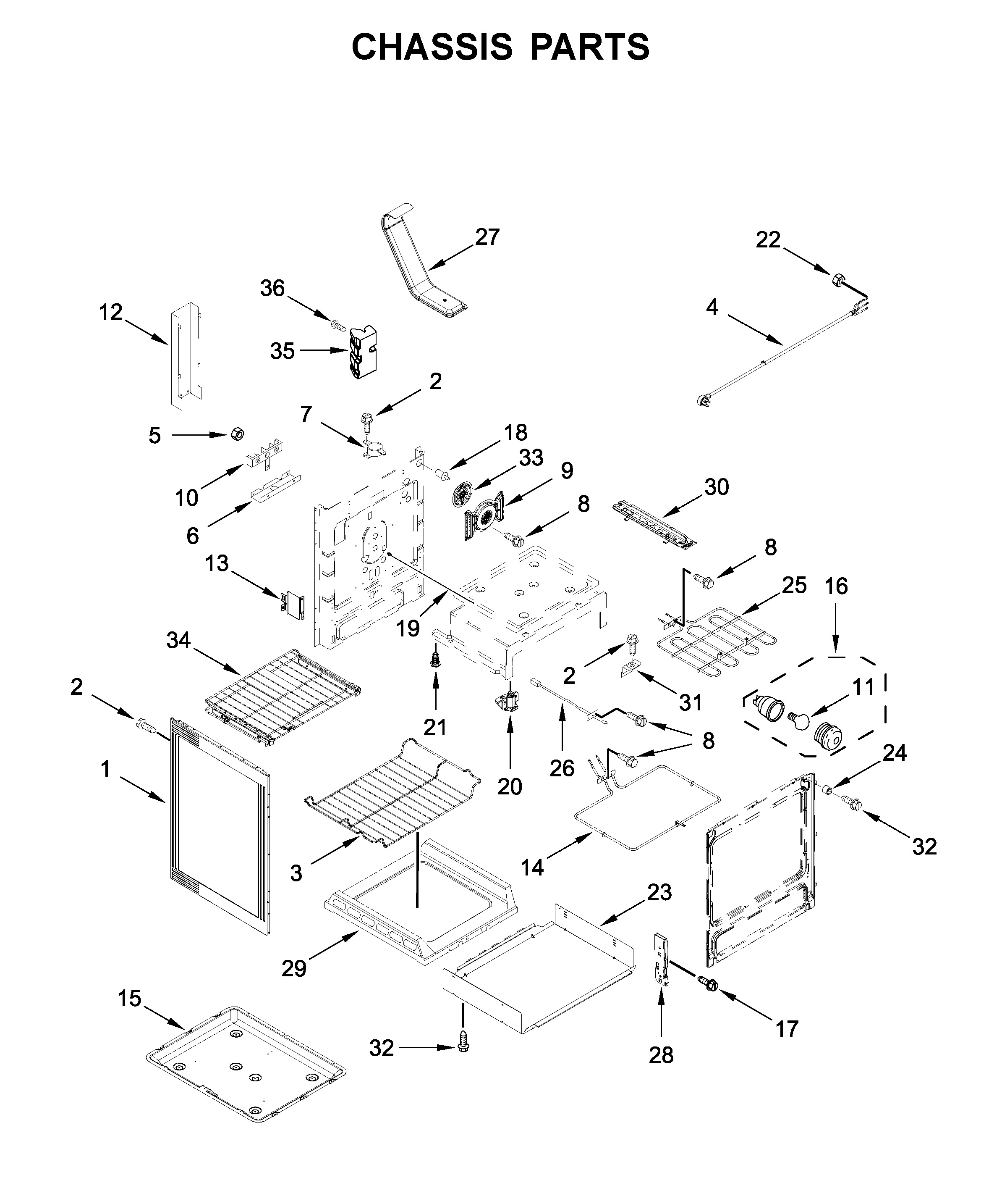 KitchenAid YKFEG500EWH3 chassis parts diagram