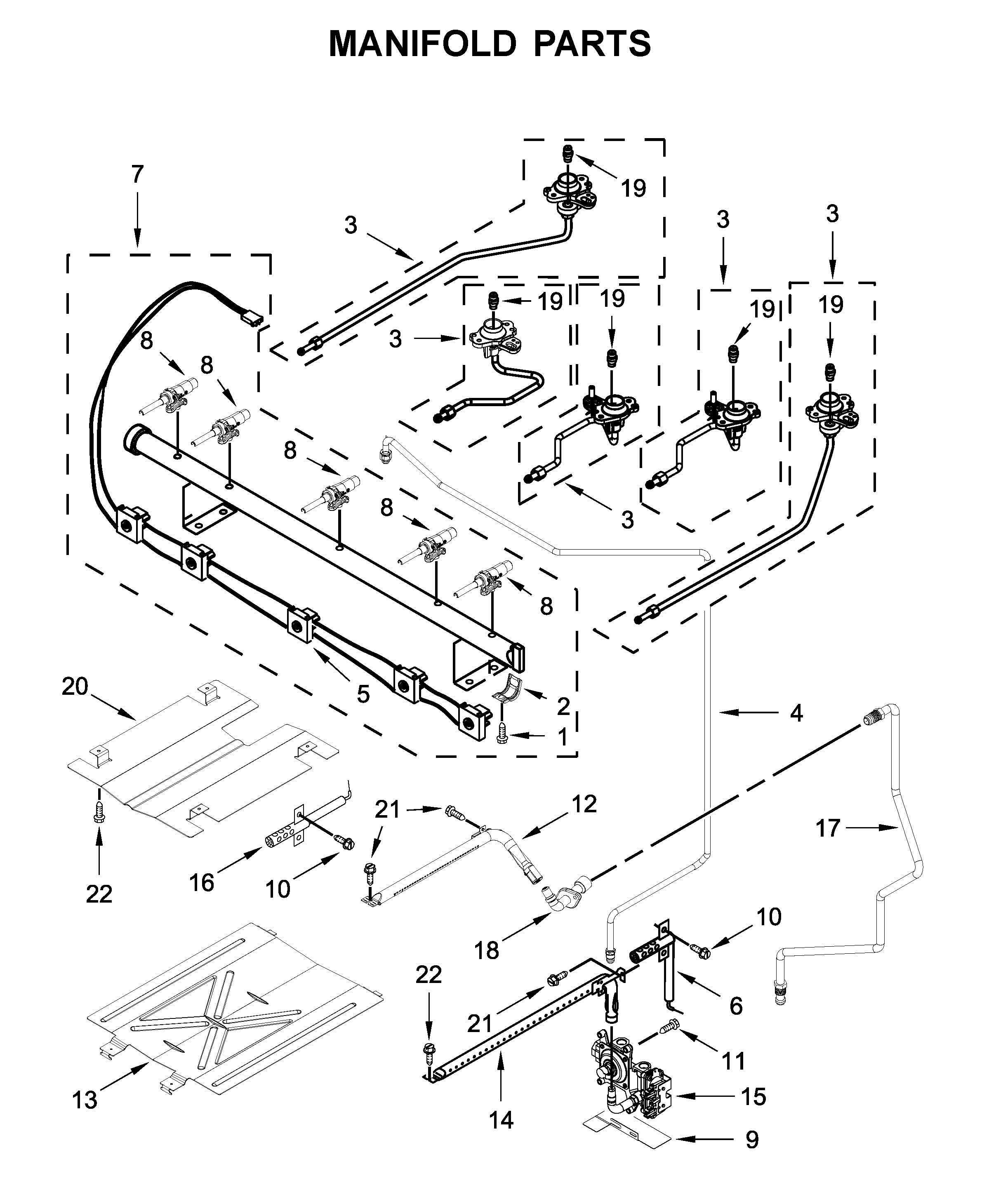 Whirlpool WFG525S0JT0 manifold parts diagram