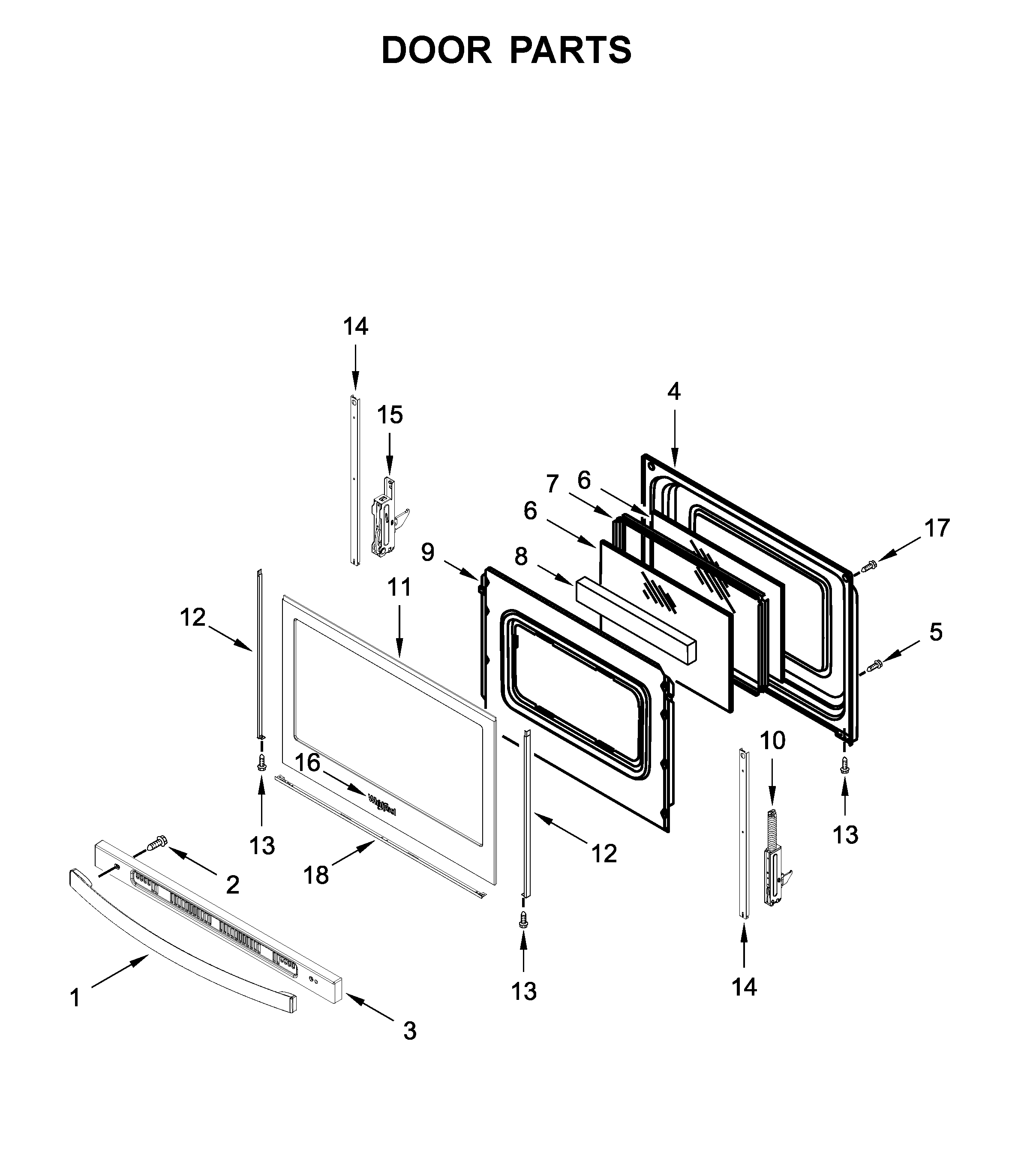 Whirlpool WFG525S0JT0 door parts diagram