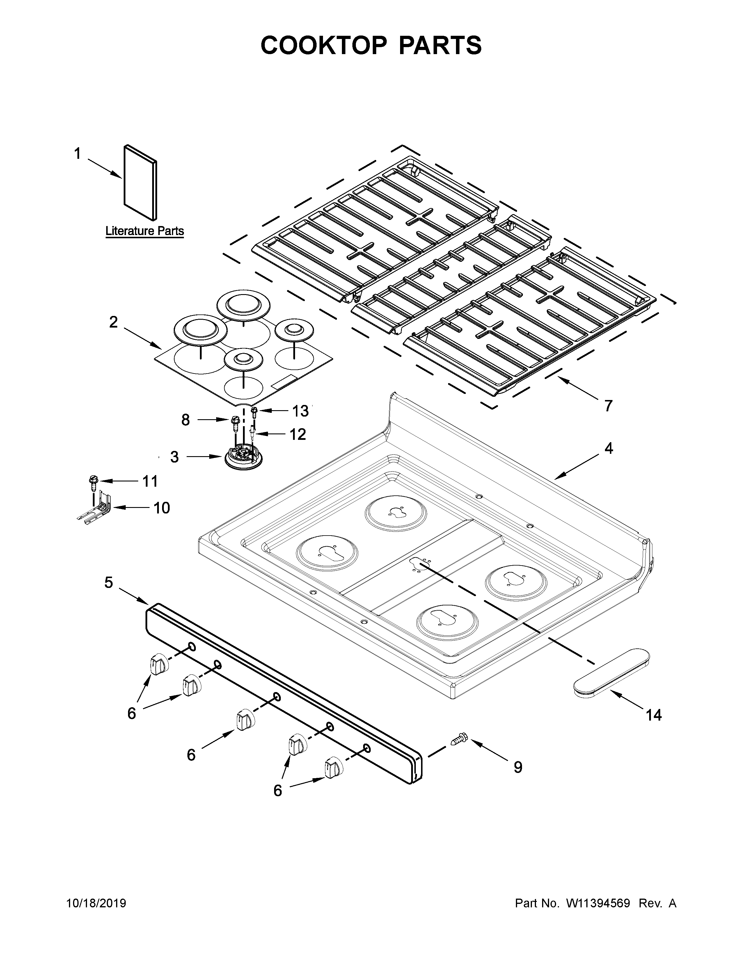 Whirlpool WFG535S0JV0 cooktop parts diagram