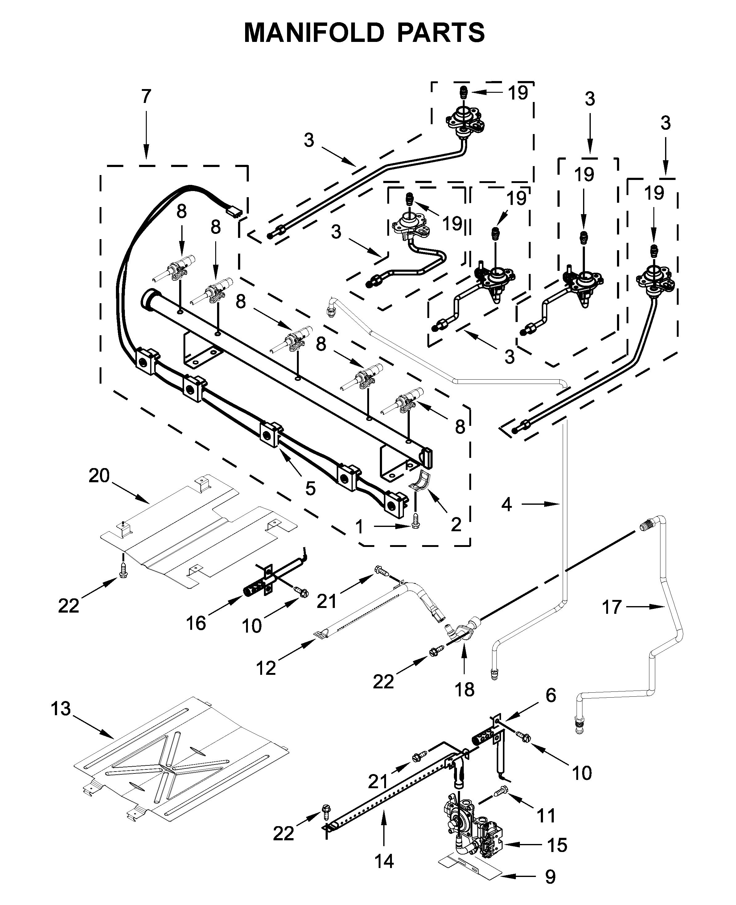 Whirlpool WFG535S0JV0 manifold parts diagram