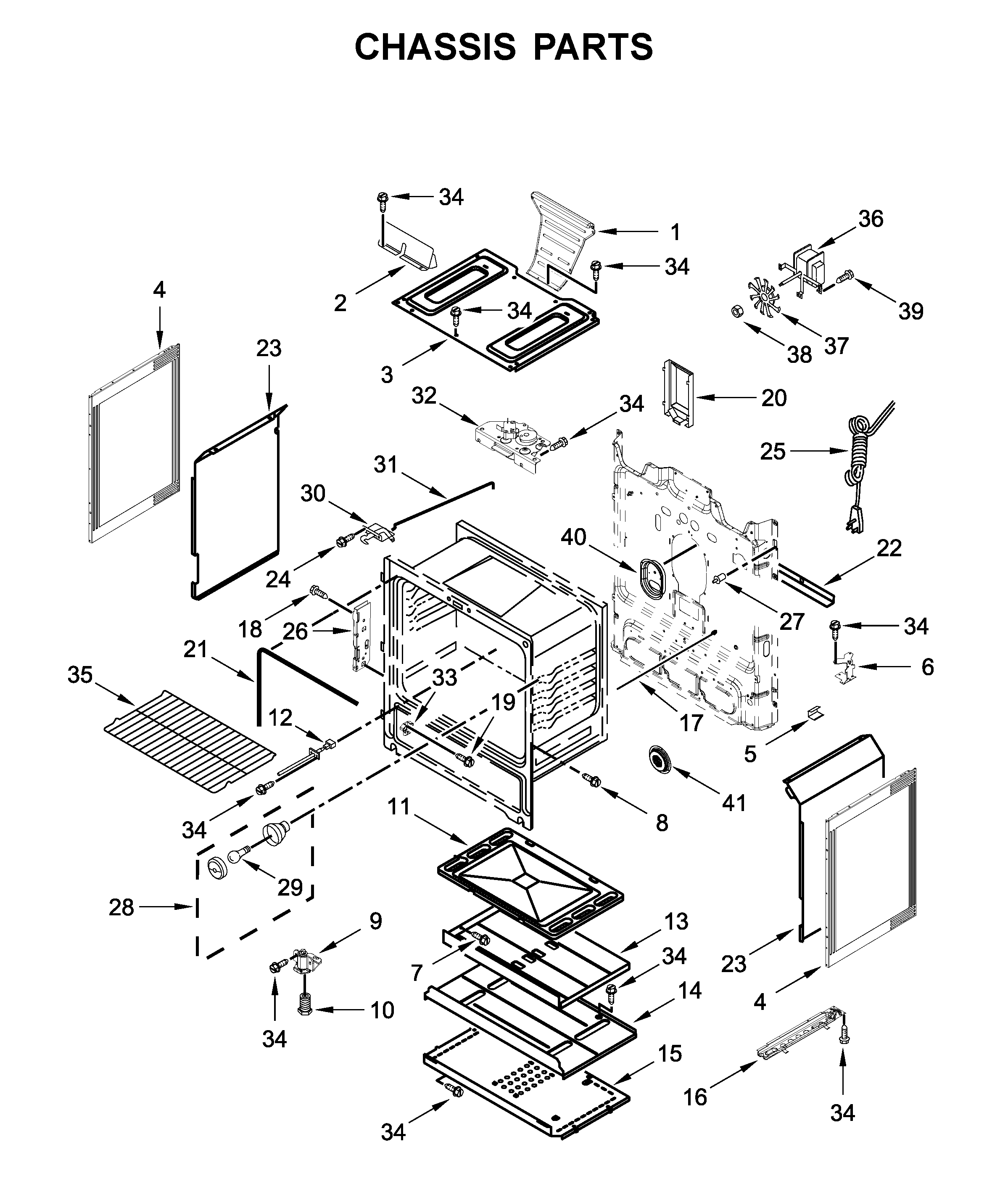 Whirlpool WFG535S0JV0 chassis parts diagram