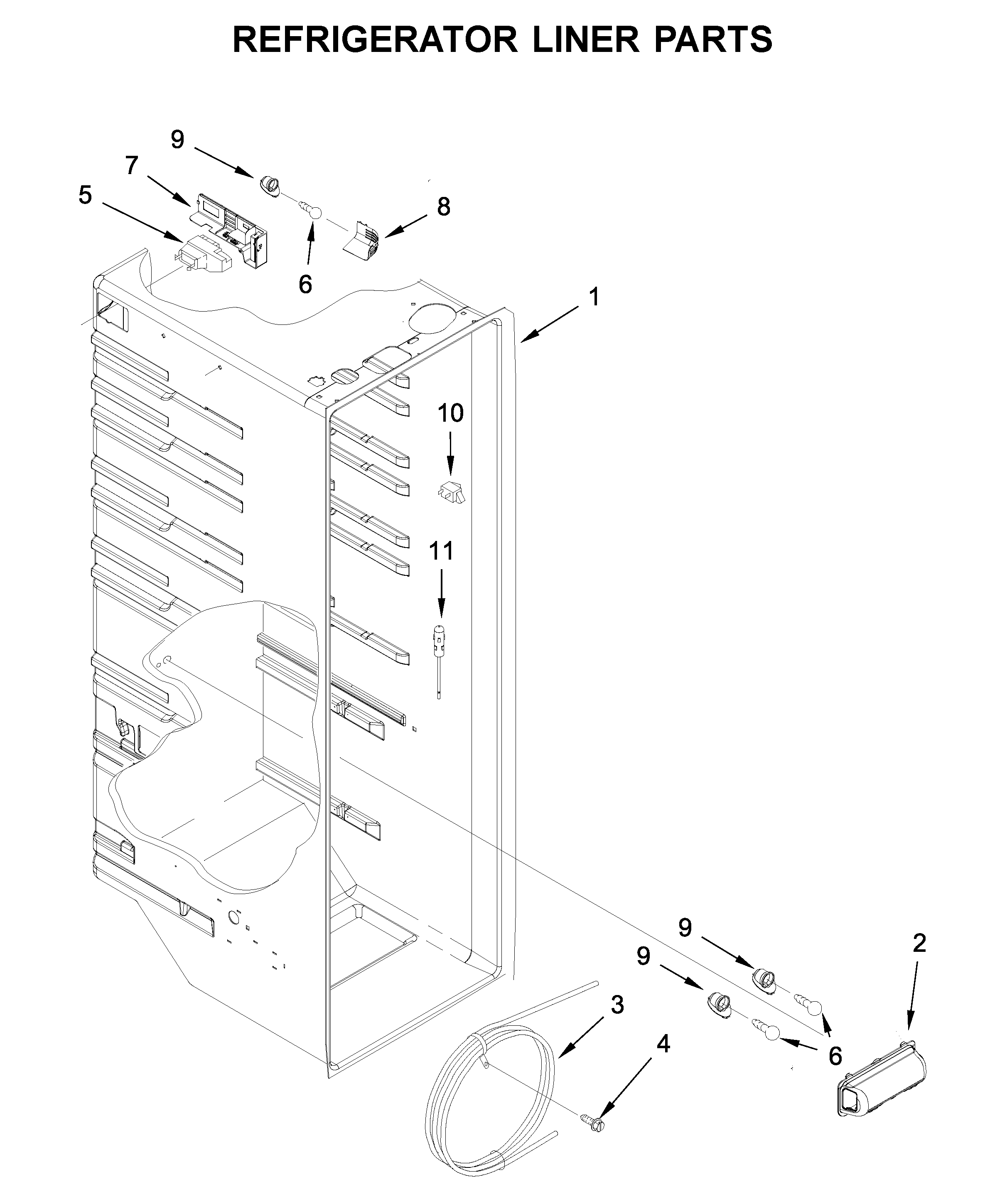 Amana ASI2575GRS00 refrigerator liner parts diagram