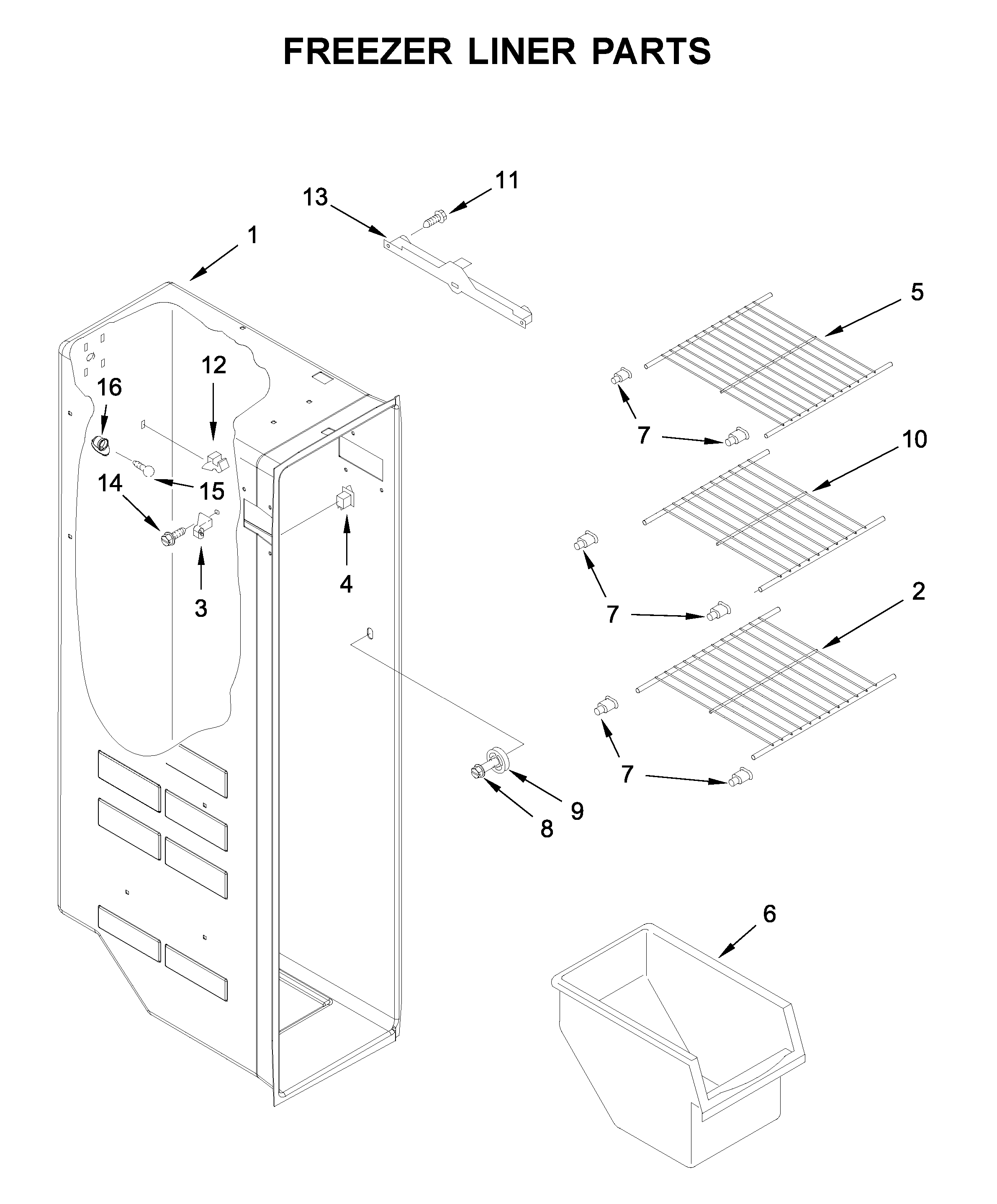Amana ASI2575GRS00 freezer liner parts diagram