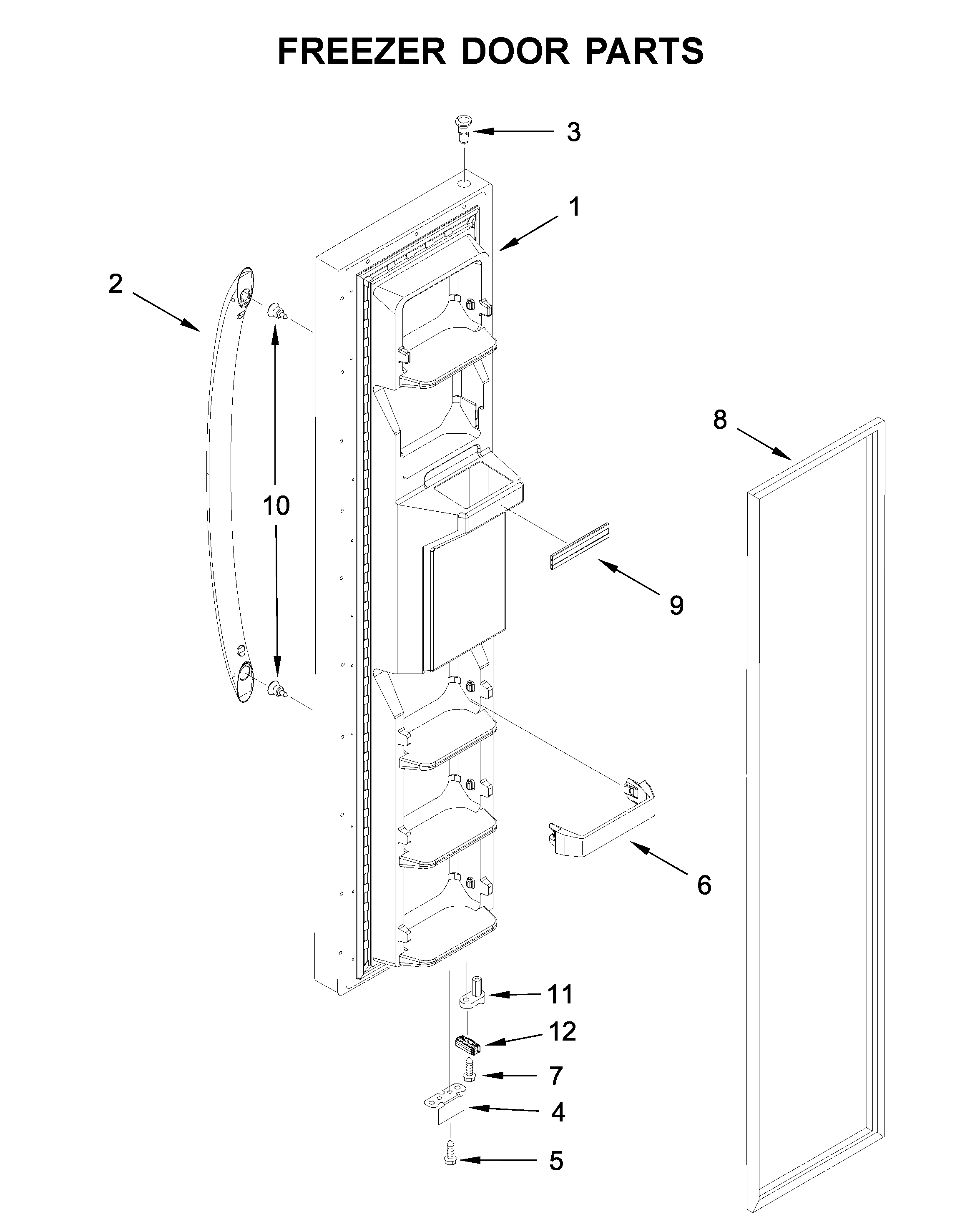 Amana ASI2575GRS00 freezer door parts diagram