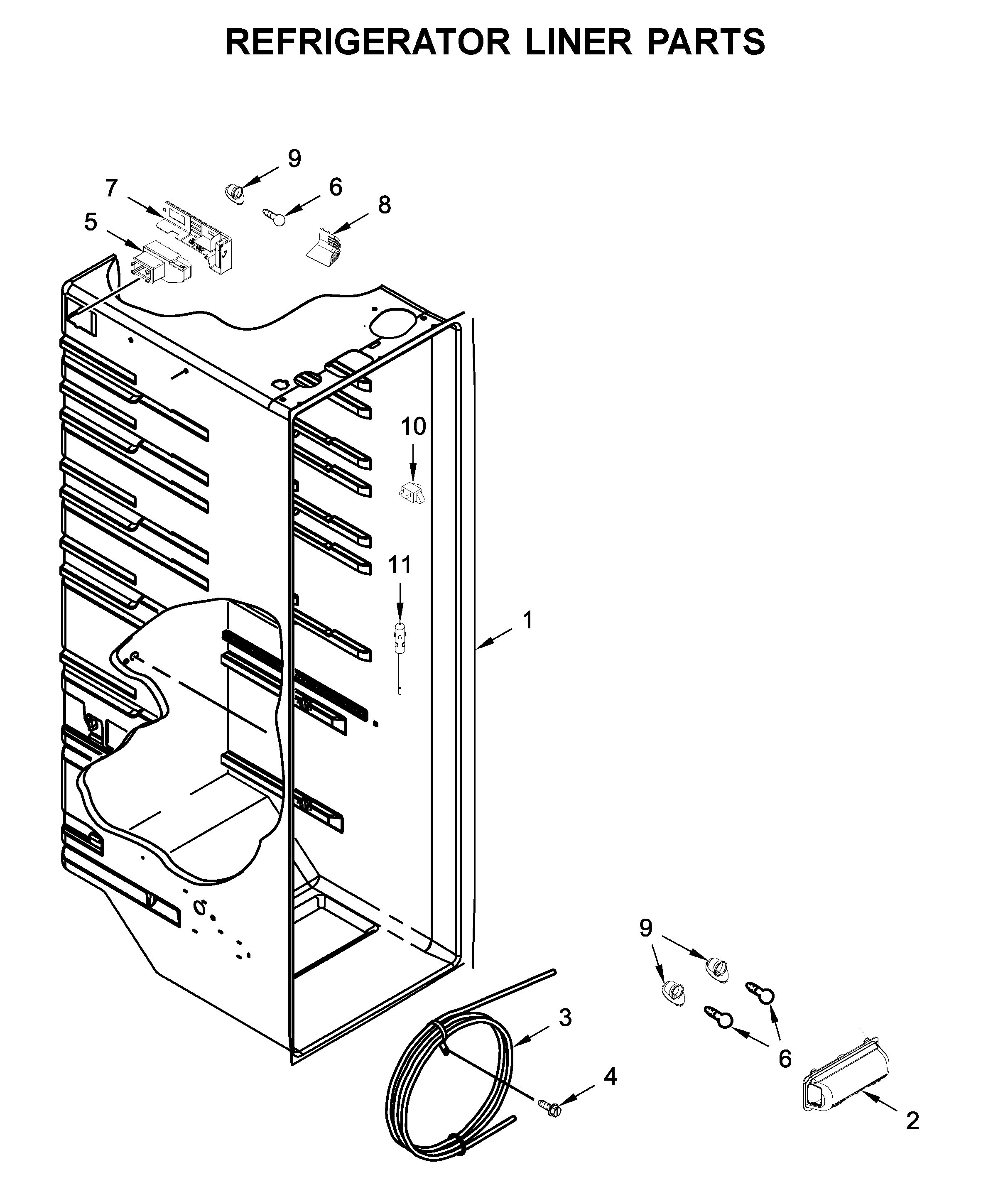 Whirlpool WRS311SDHM01 refrigerator liner parts diagram