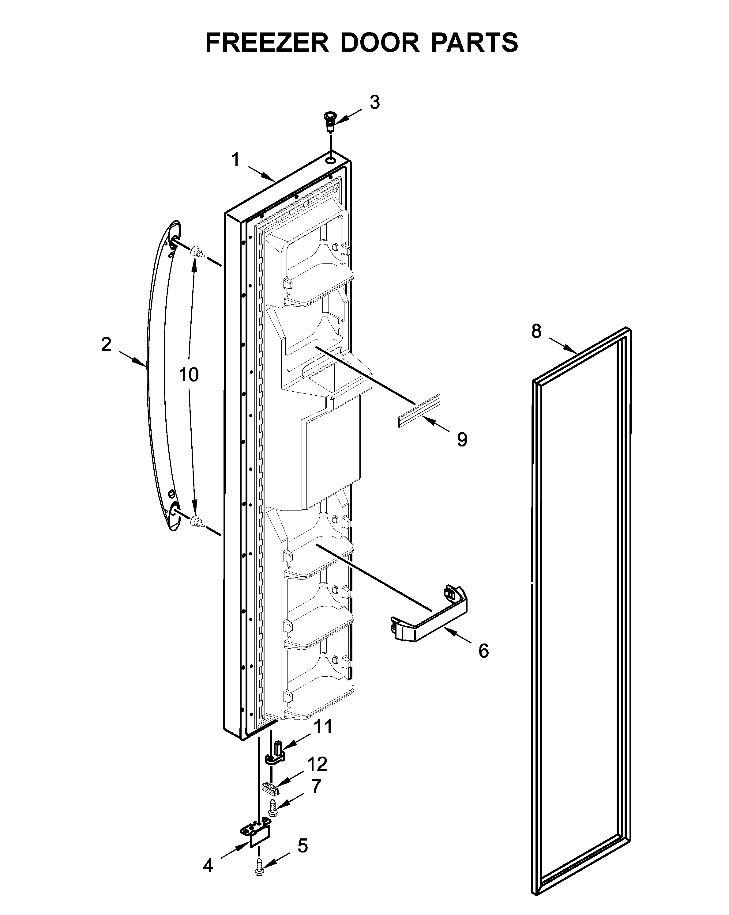 Whirlpool WRS311SDHM01 freezer door parts diagram