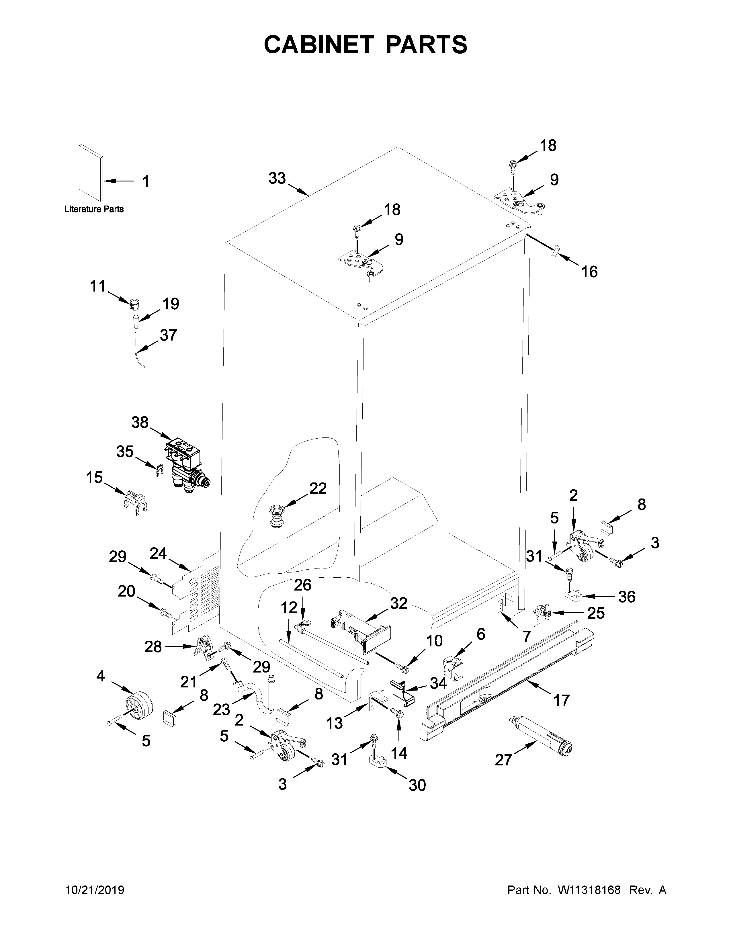 Whirlpool WRS311SDHM02 cabinet parts diagram