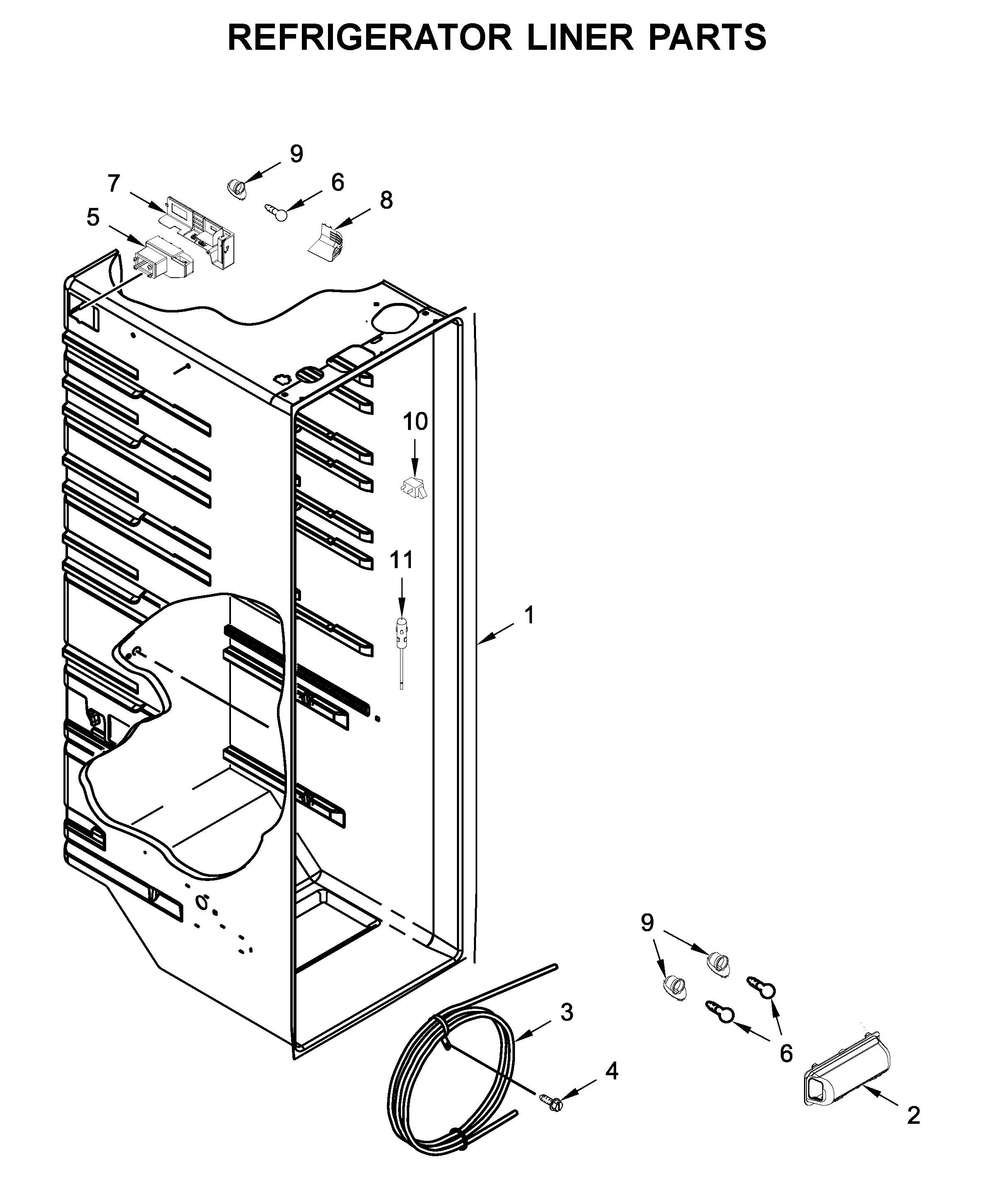 Whirlpool WRS311SDHM02 refrigerator liner parts diagram