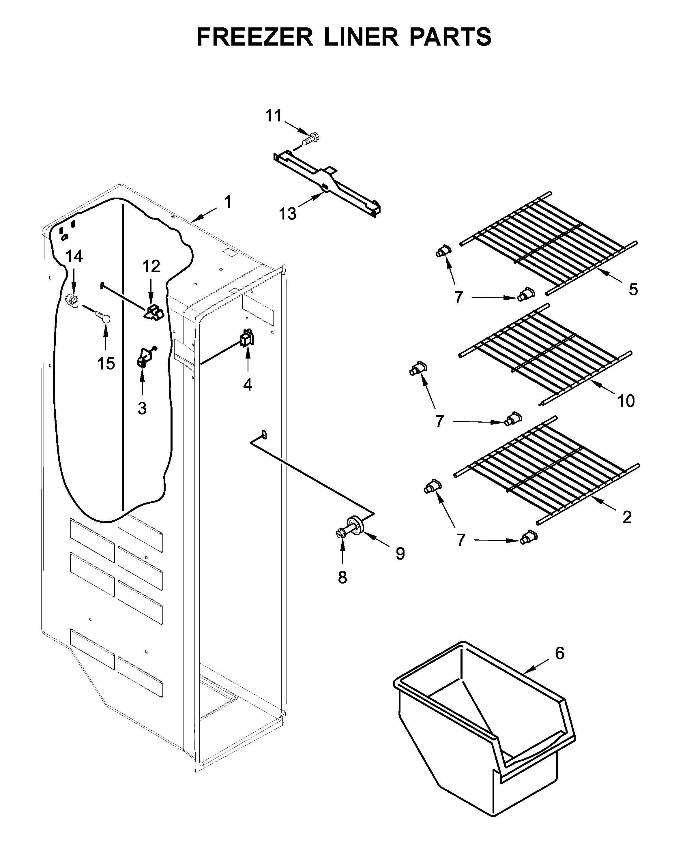 Whirlpool WRS311SDHM02 freezer liner parts diagram