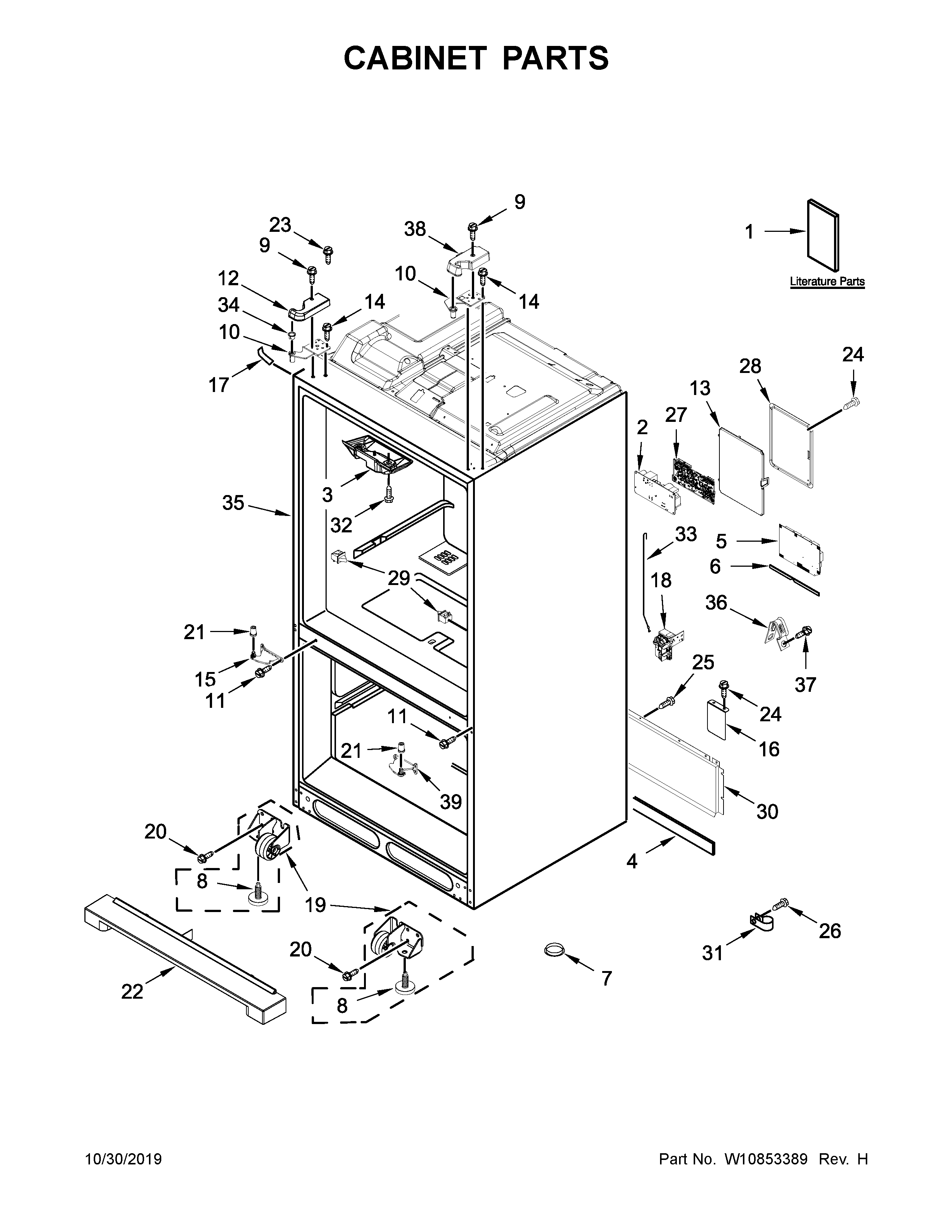 KitchenAid KRMF706EBS01 cabinet parts diagram