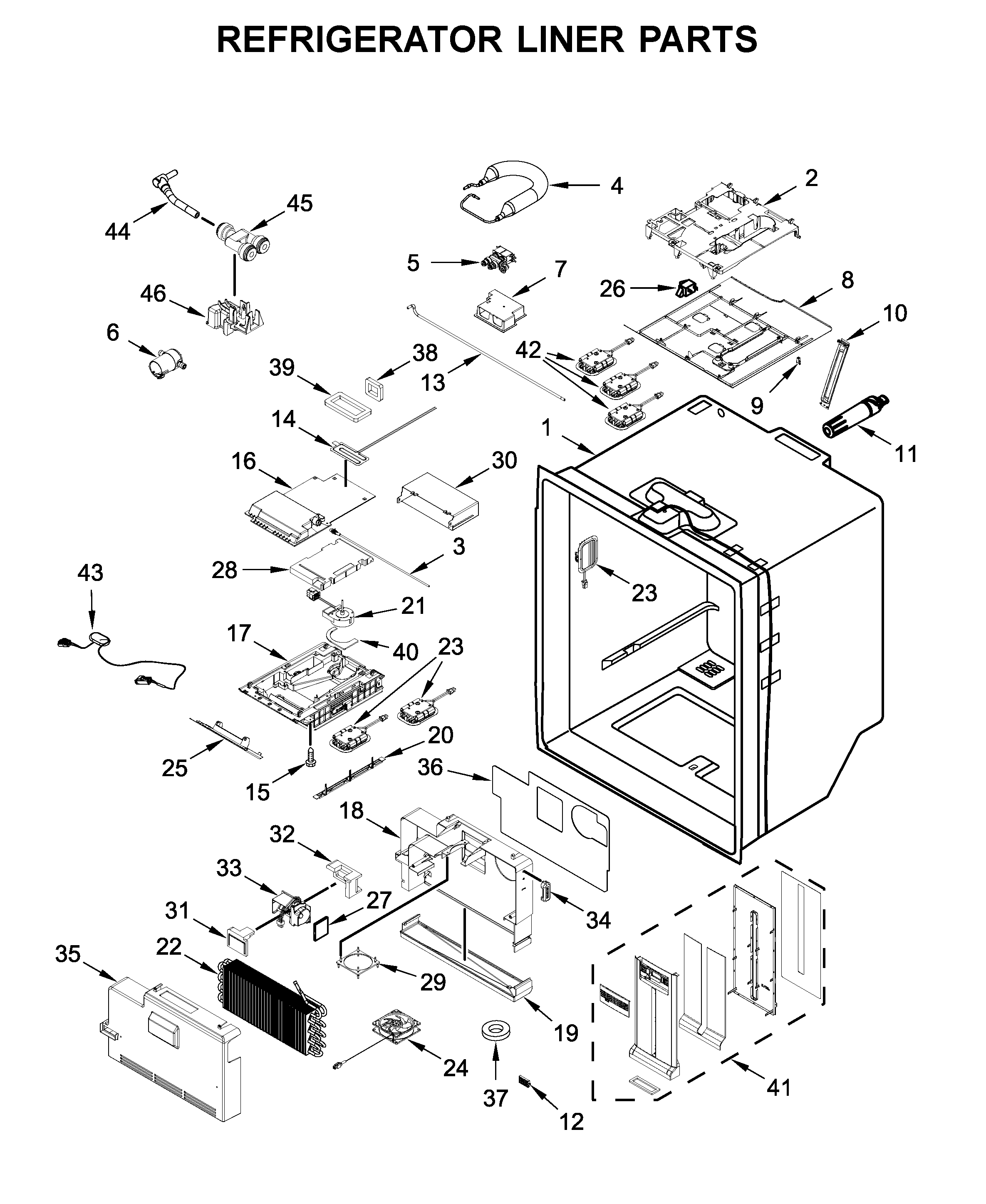 KitchenAid KRMF706EBS01 refrigerator liner parts diagram