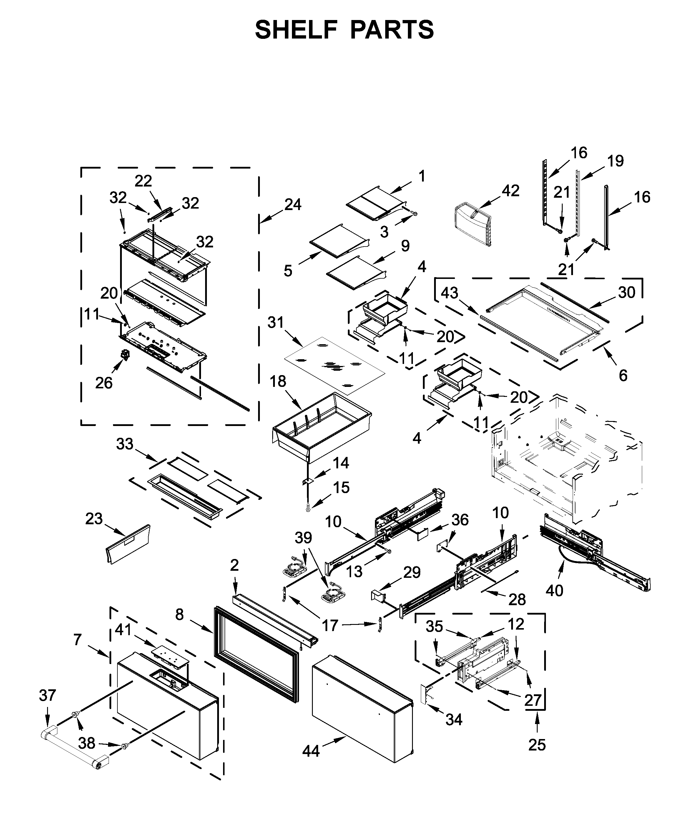 KitchenAid KRMF706EBS01 shelf parts diagram