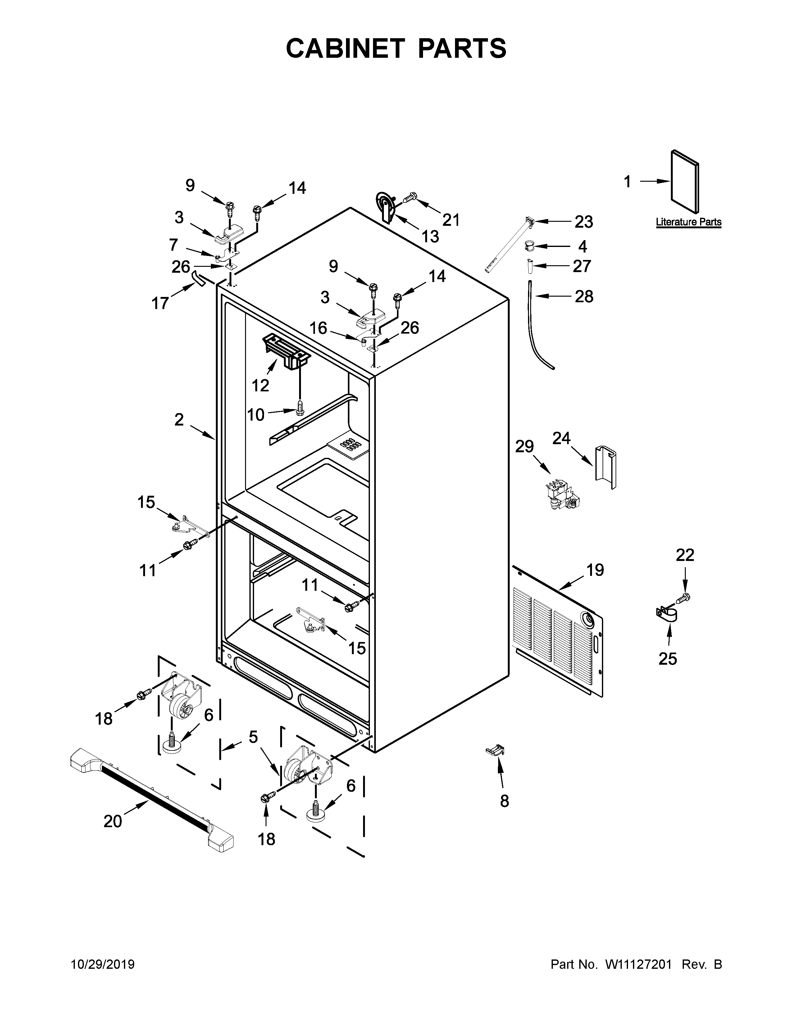 Whirlpool WRFA32SMHN00 cabinet parts diagram