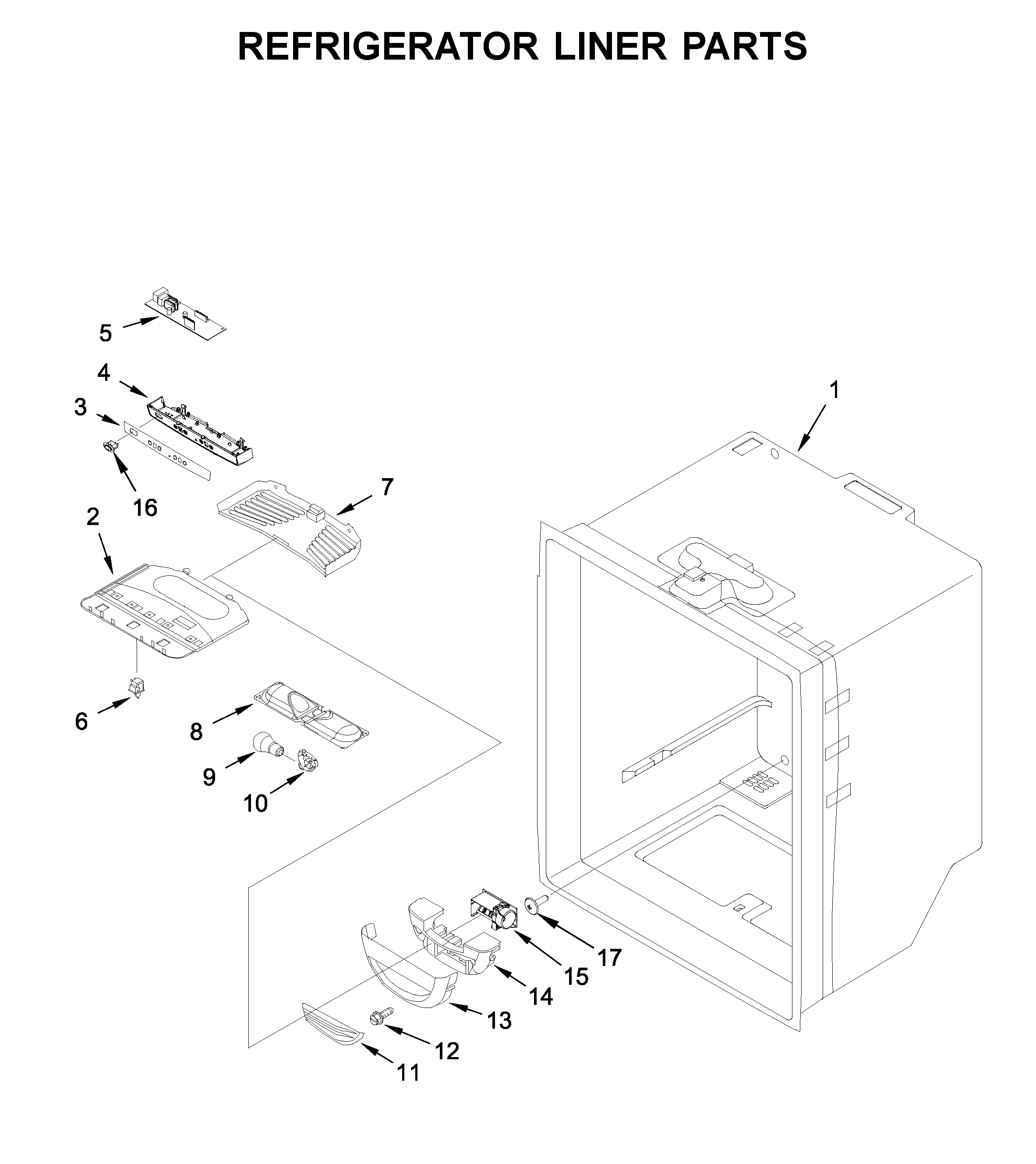 Whirlpool WRFA32SMHN00 refrigerator liner parts diagram