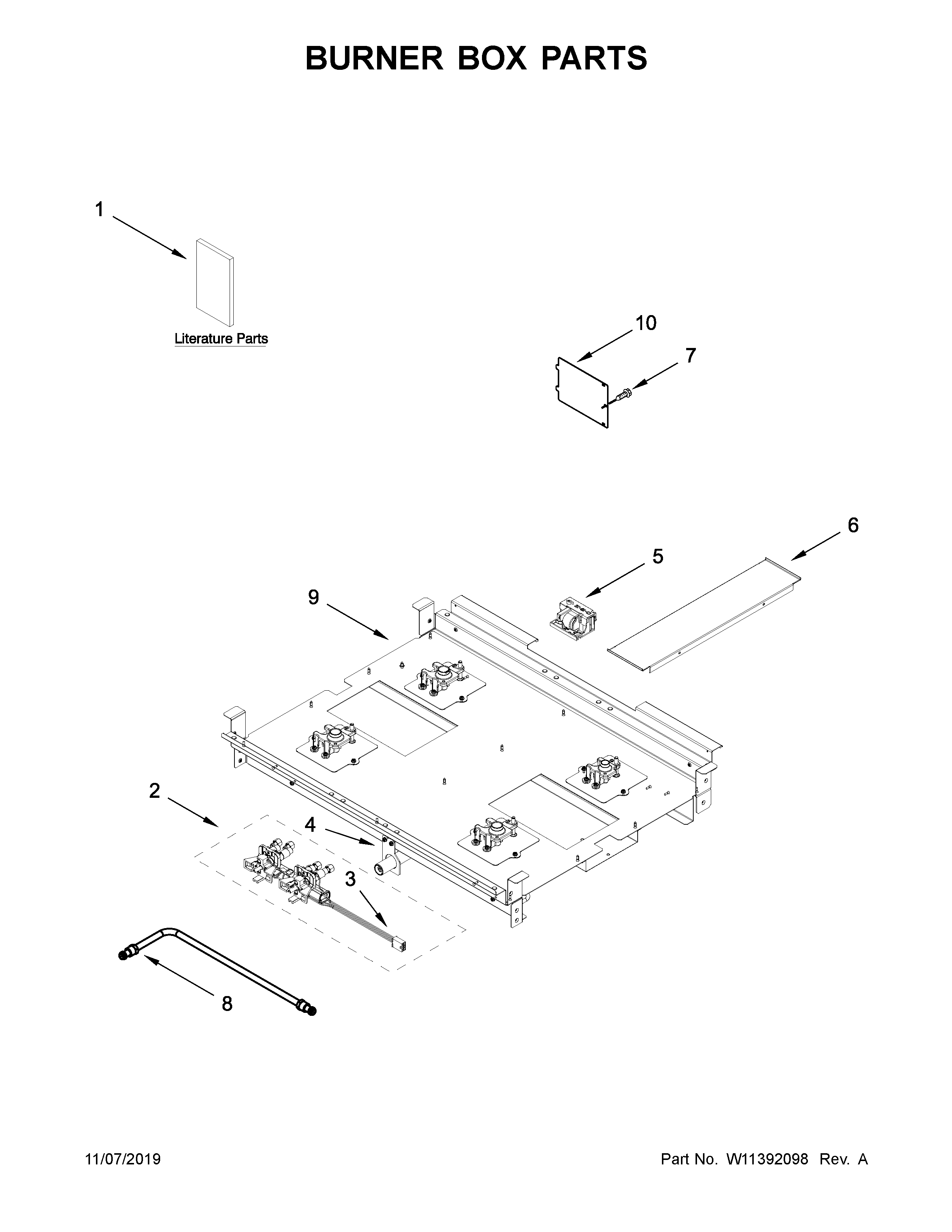 KitchenAid KFGC500JBK00 burner box parts diagram