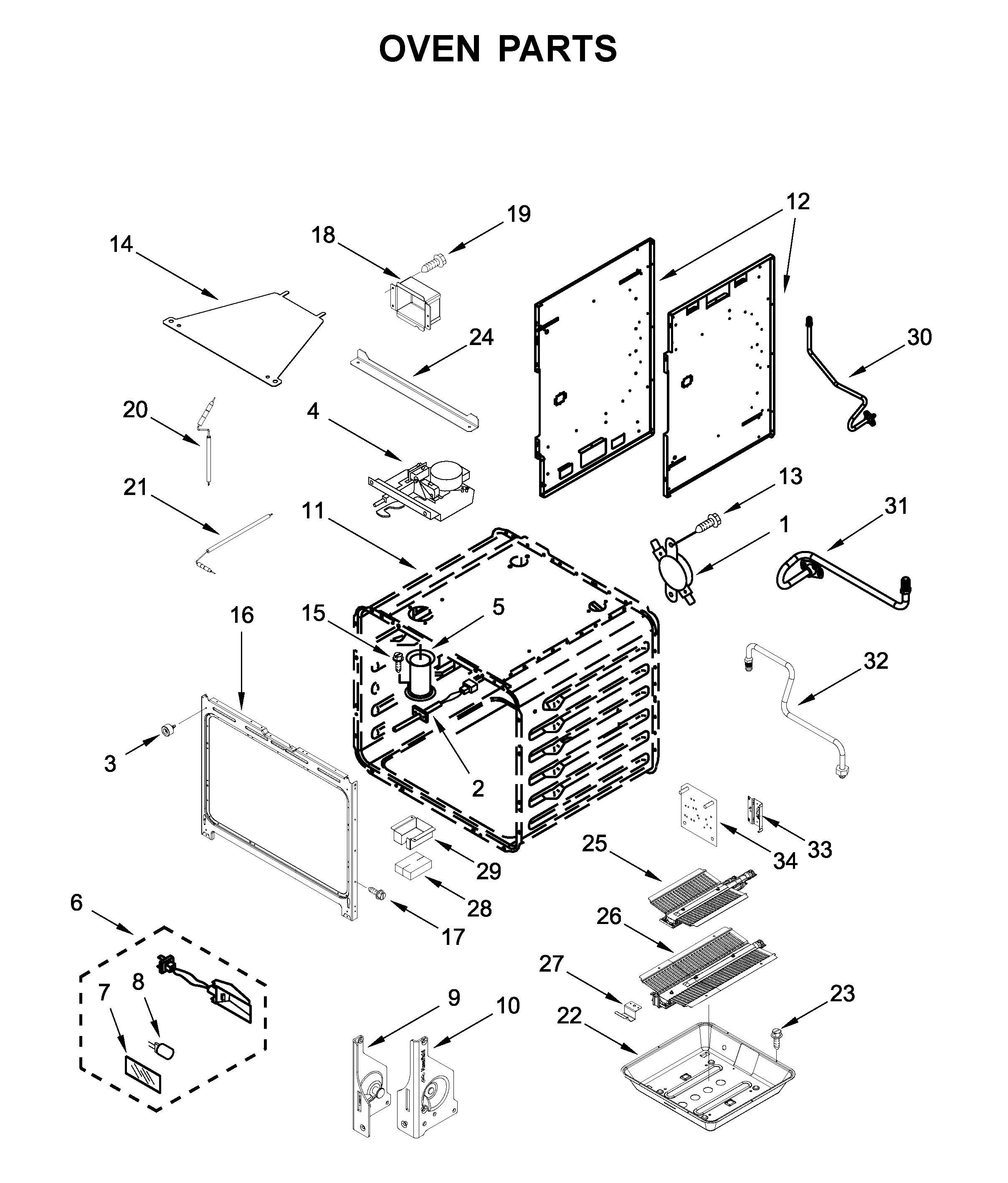 KitchenAid KFGC500JBK00 oven parts diagram