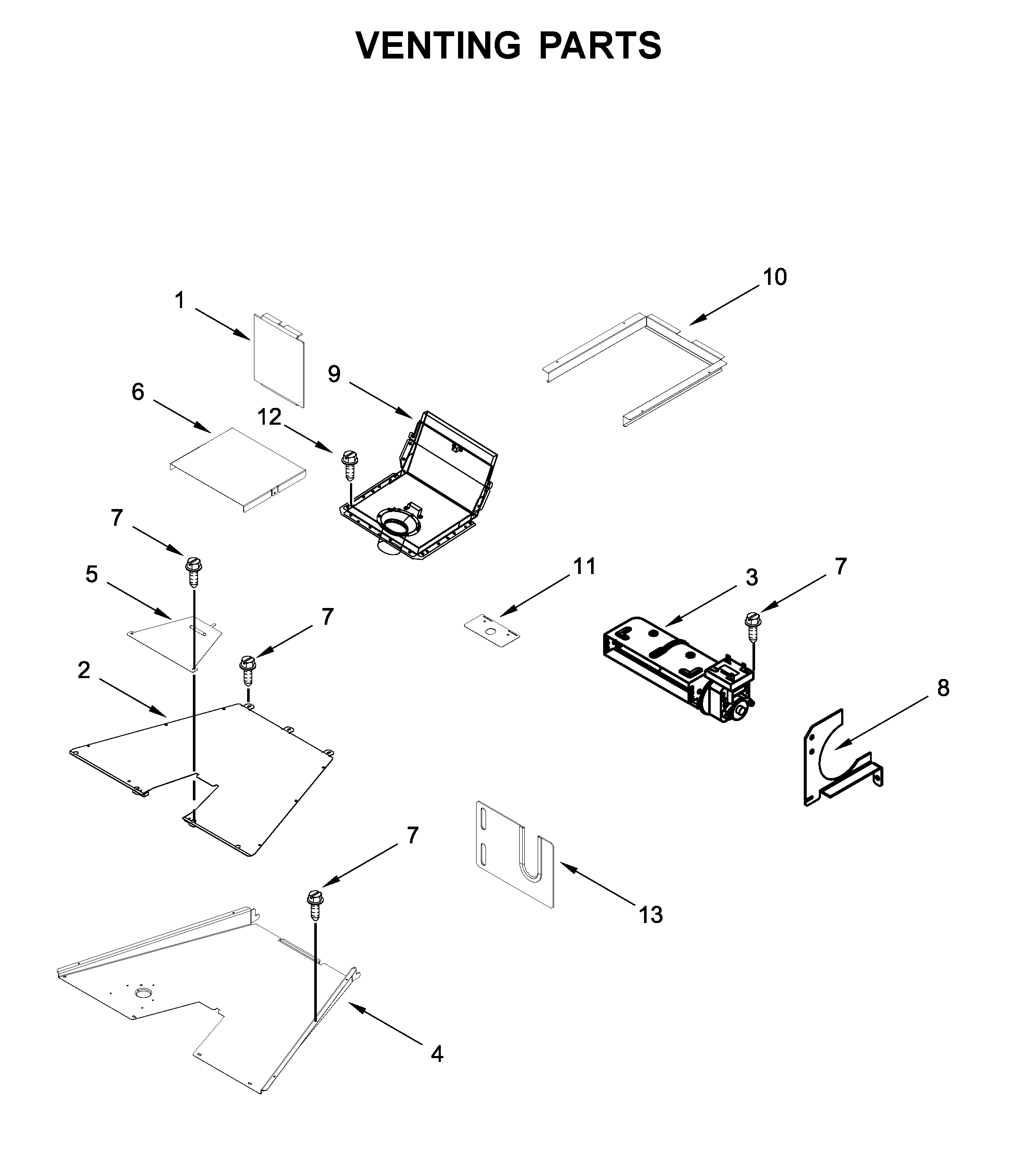 KitchenAid KFGC500JBK00 venting parts diagram