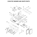 KitchenAid KFGC500JYP00 cooktop, burner and grate parts diagram