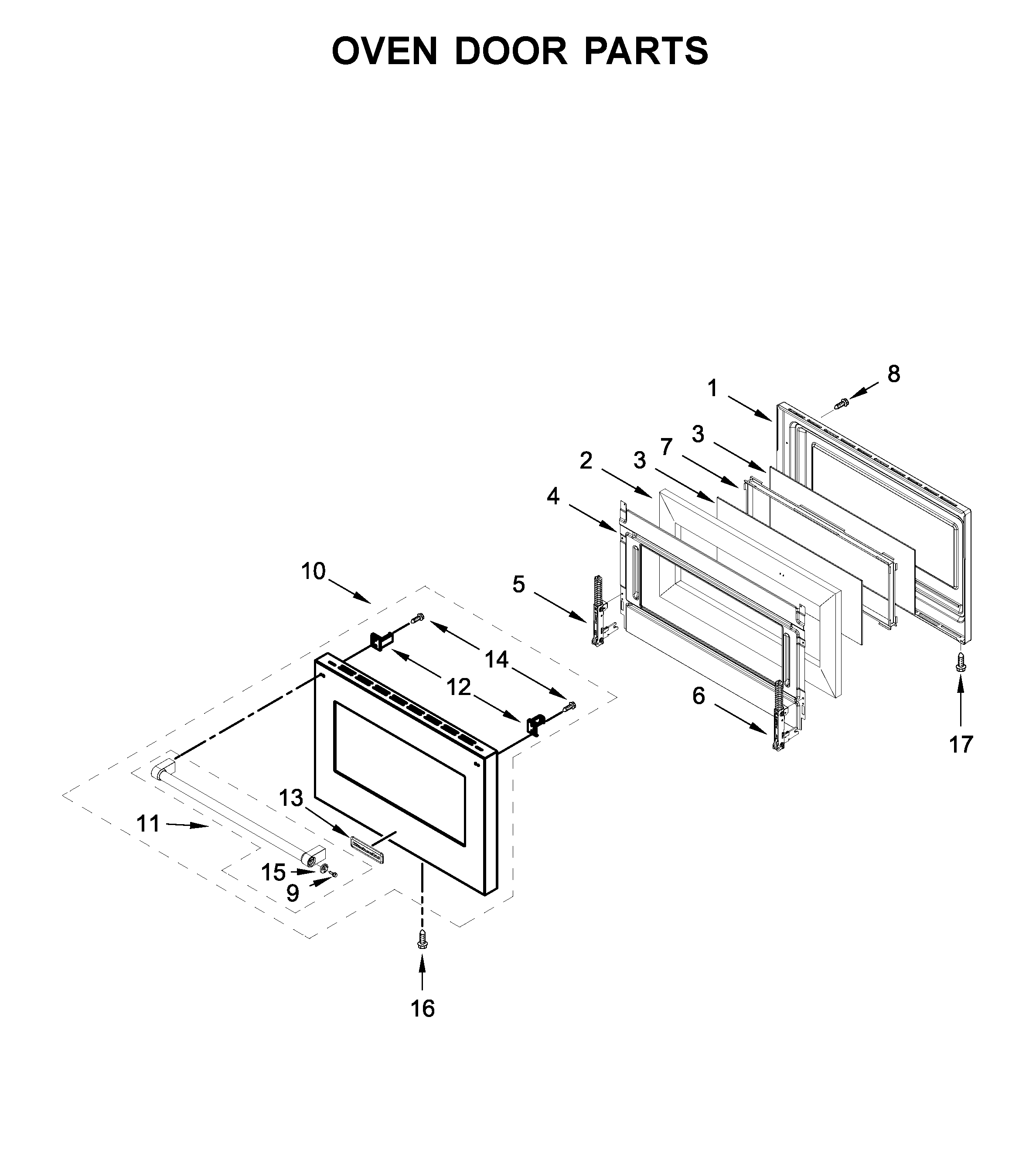 KitchenAid KFGC506JIB00 oven door parts diagram