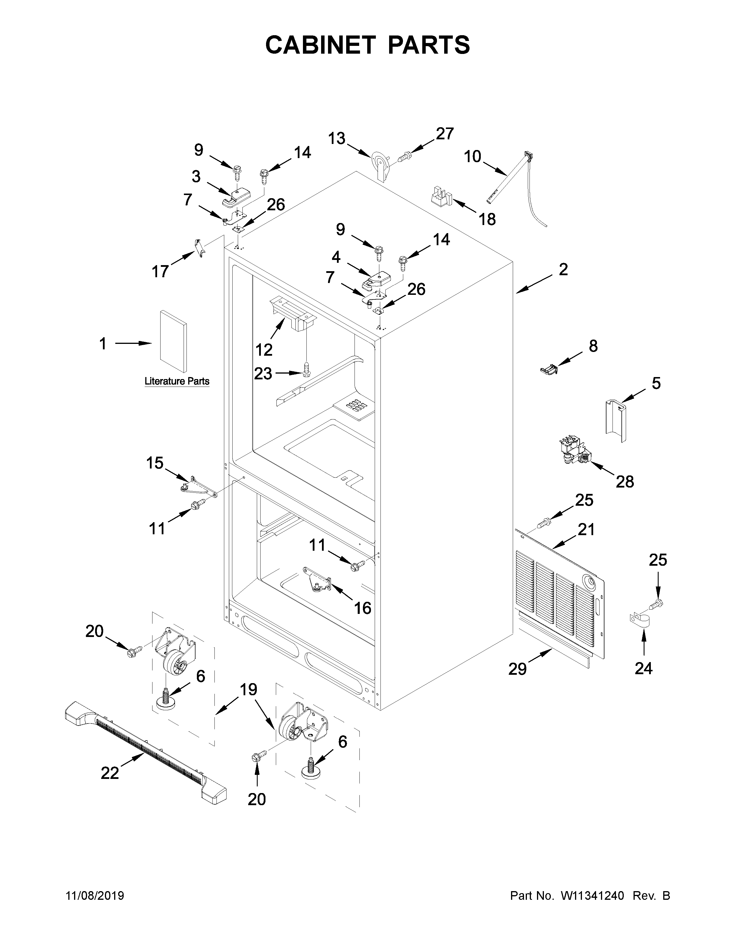 Whirlpool WRF535SWHZ02 cabinet parts diagram