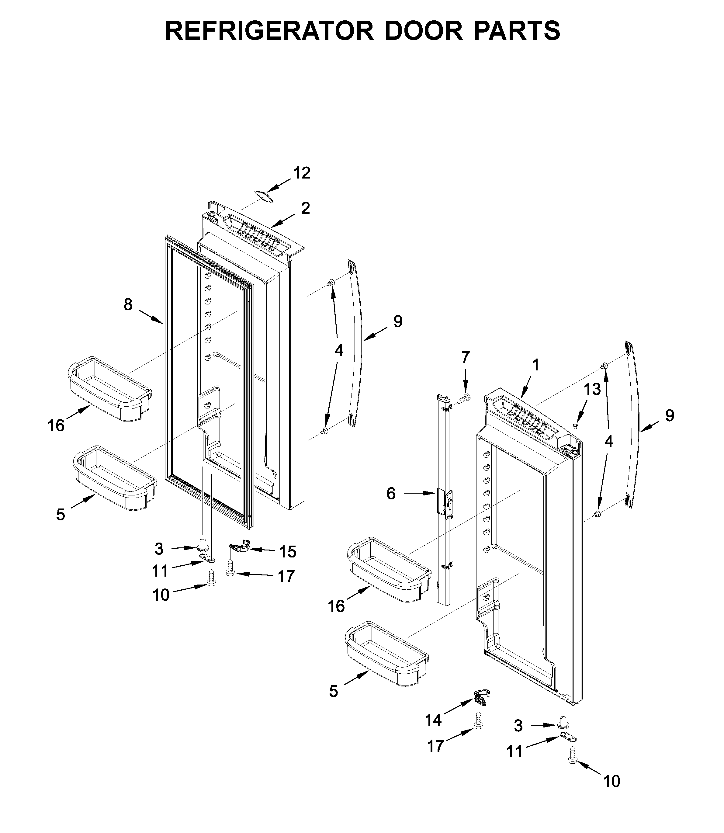 Whirlpool WRF535SWHZ02 refrigerator door parts diagram