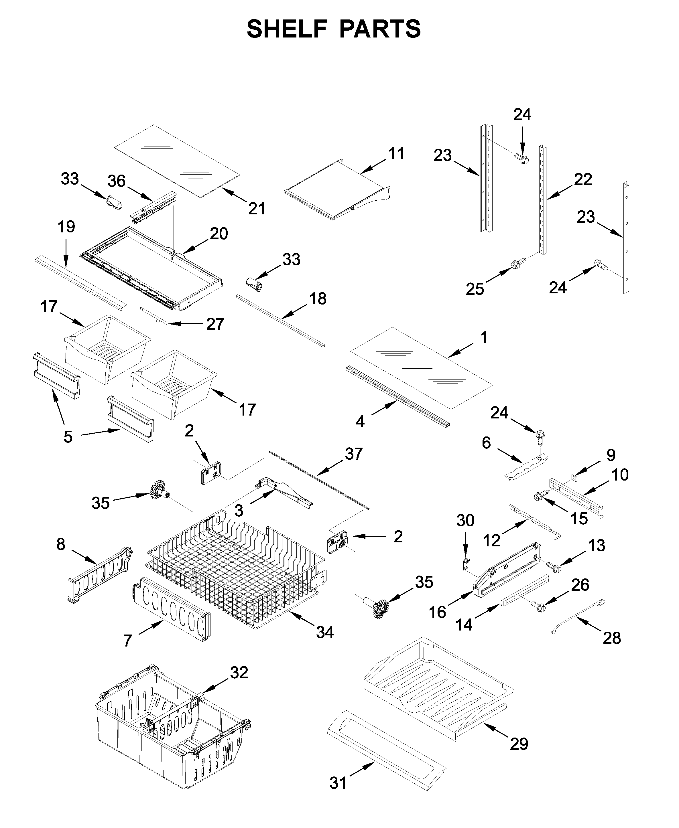 Whirlpool WRF535SWHZ02 shelf parts diagram