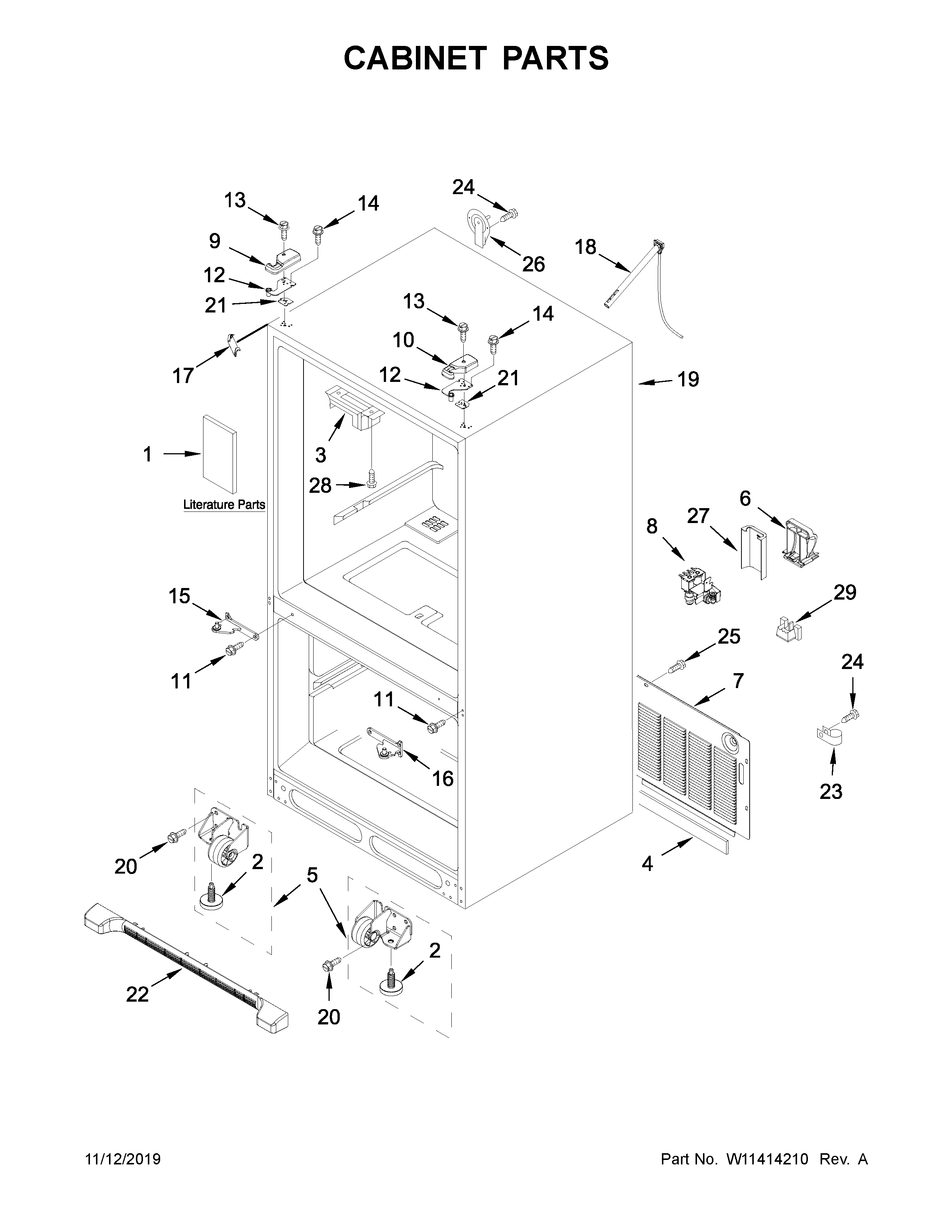 Whirlpool WRFA35SWHN02 cabinet parts diagram