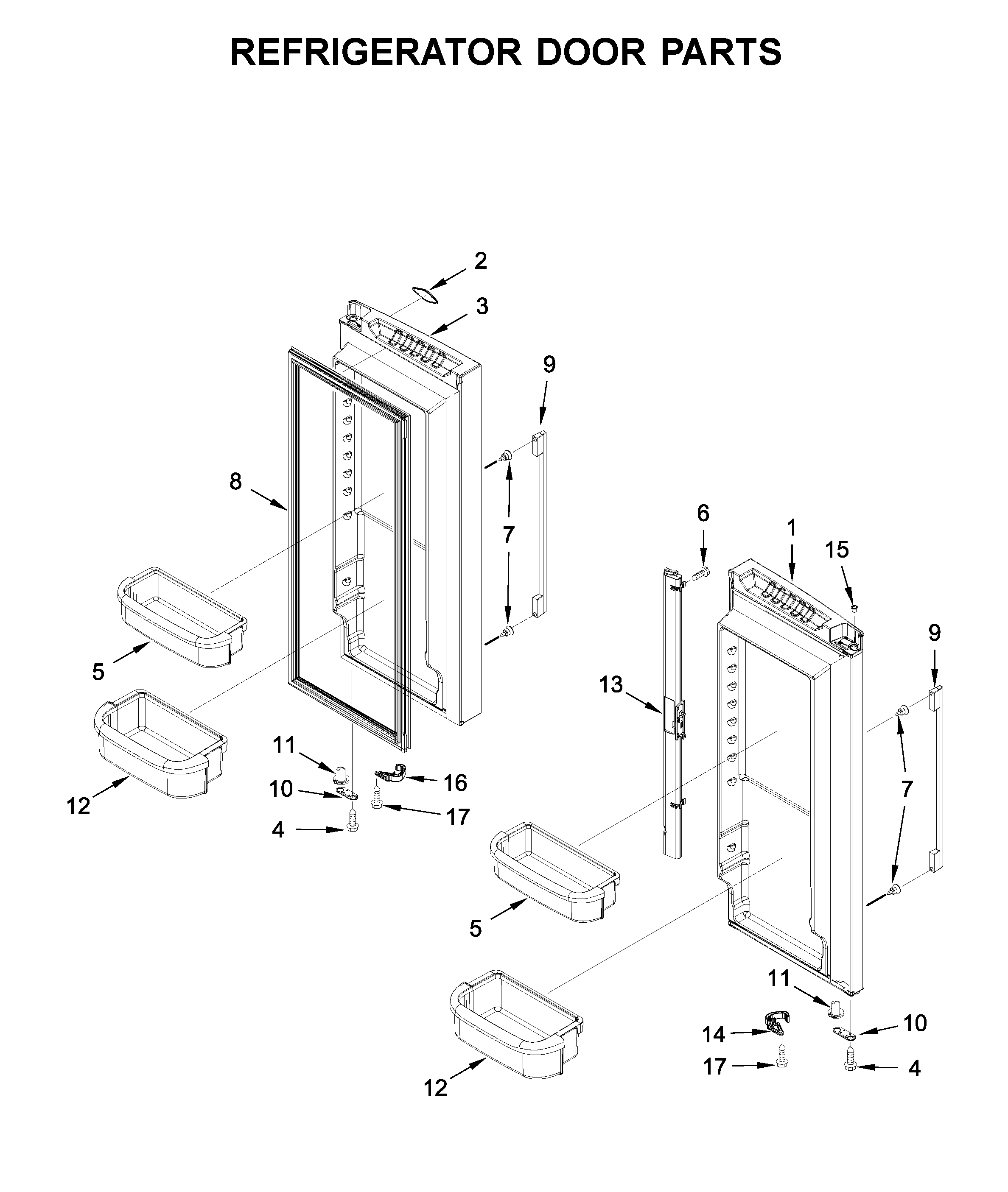 Whirlpool WRFA35SWHN02 refrigerator door parts diagram