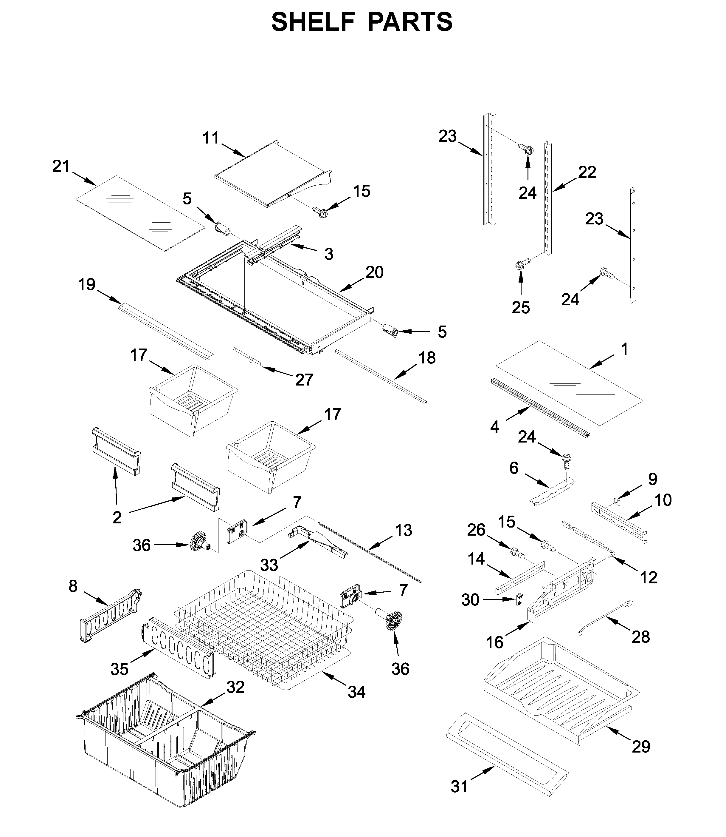 Whirlpool WRFA35SWHN02 shelf parts diagram