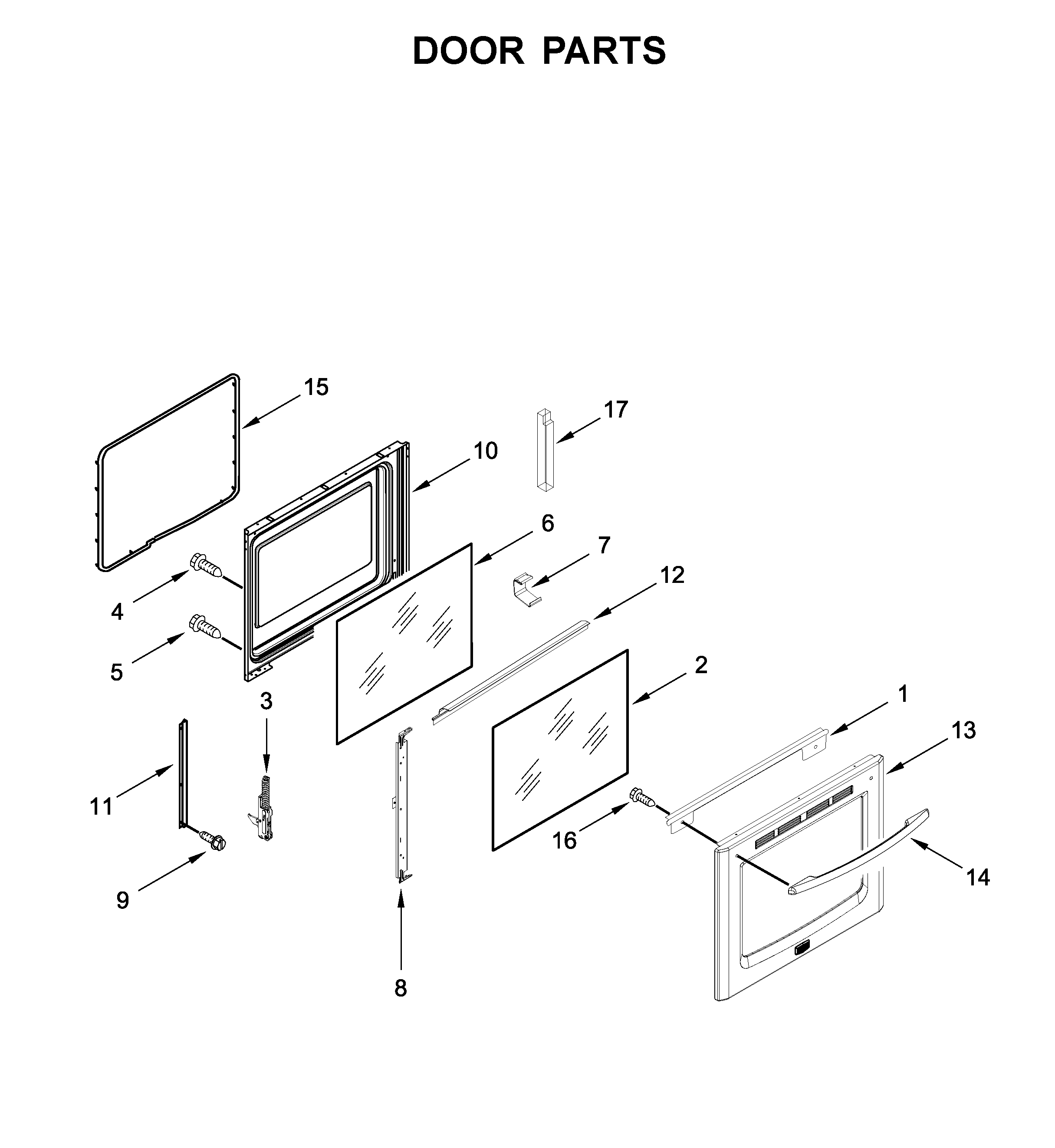 Maytag YMER8880BB0 door parts diagram