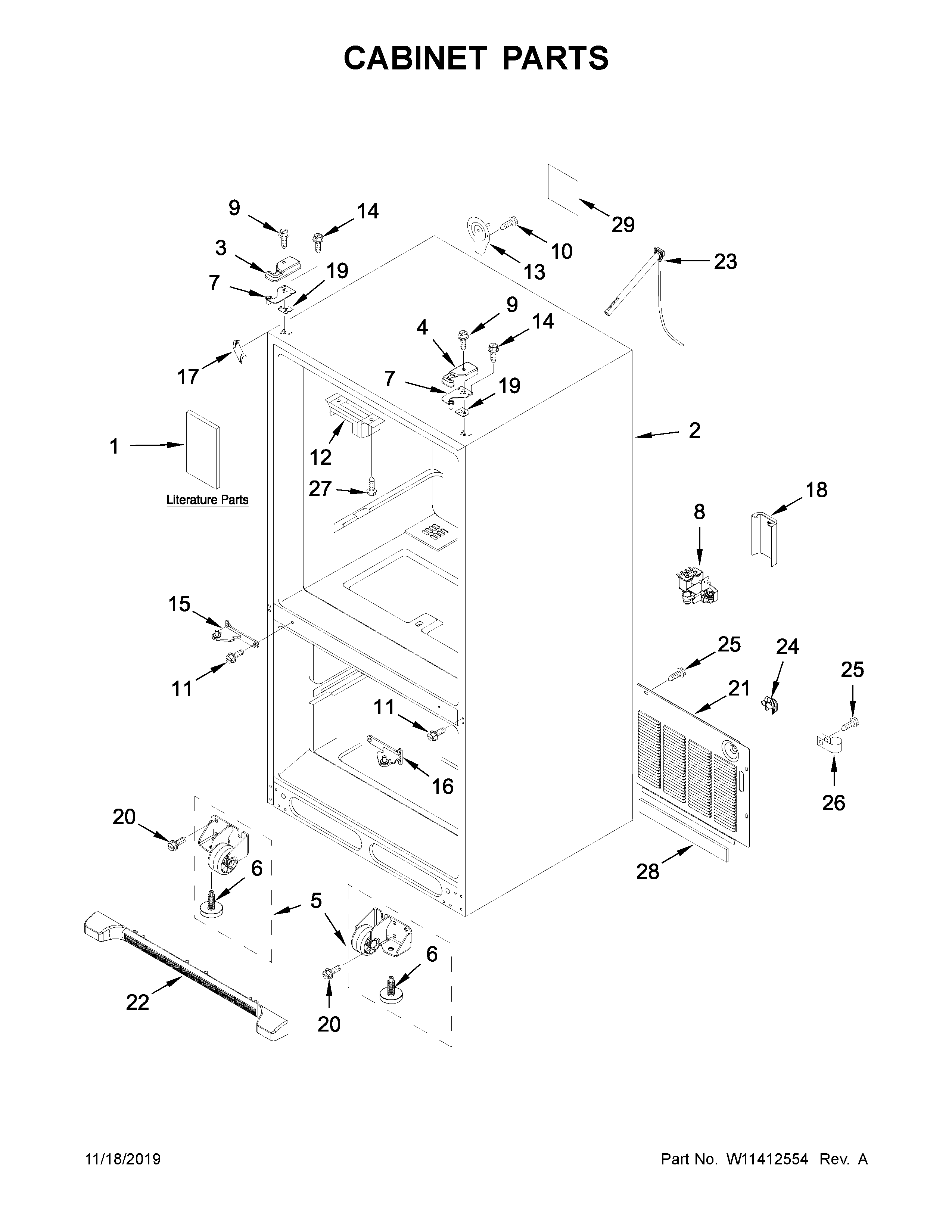 Whirlpool WRF535SMHW02 cabinet parts diagram