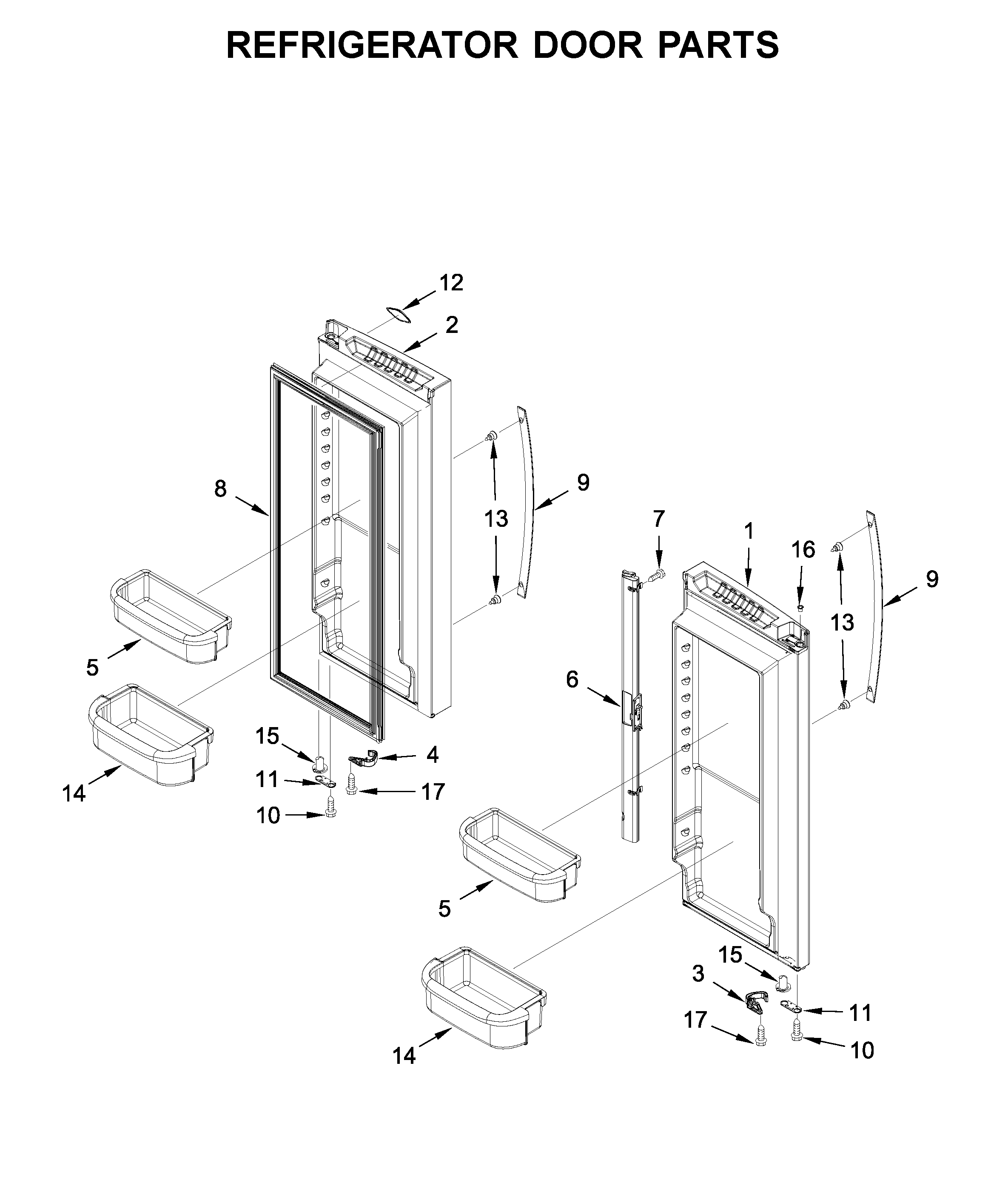 Whirlpool WRF535SMHW02 refrigerator door parts diagram
